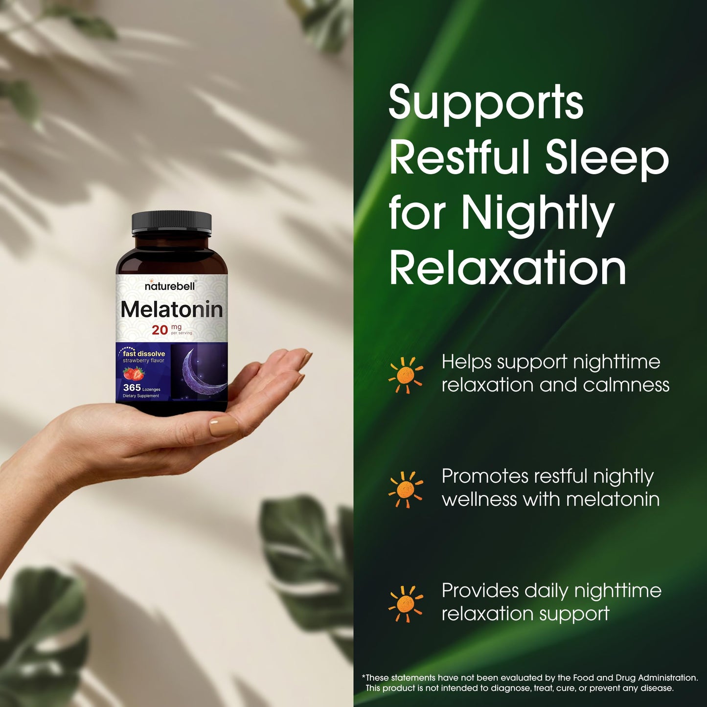 NatureBell Melatonin 20mg Tablet, 365 Count