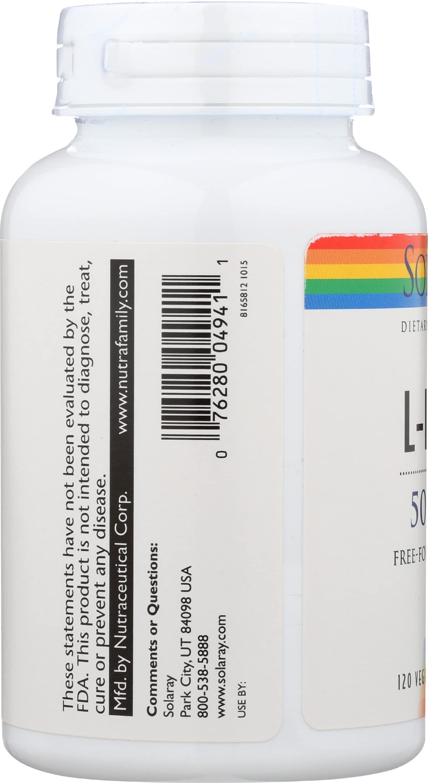 Solaray L-Lysine 500mg VegCap, Tablet 120 Count