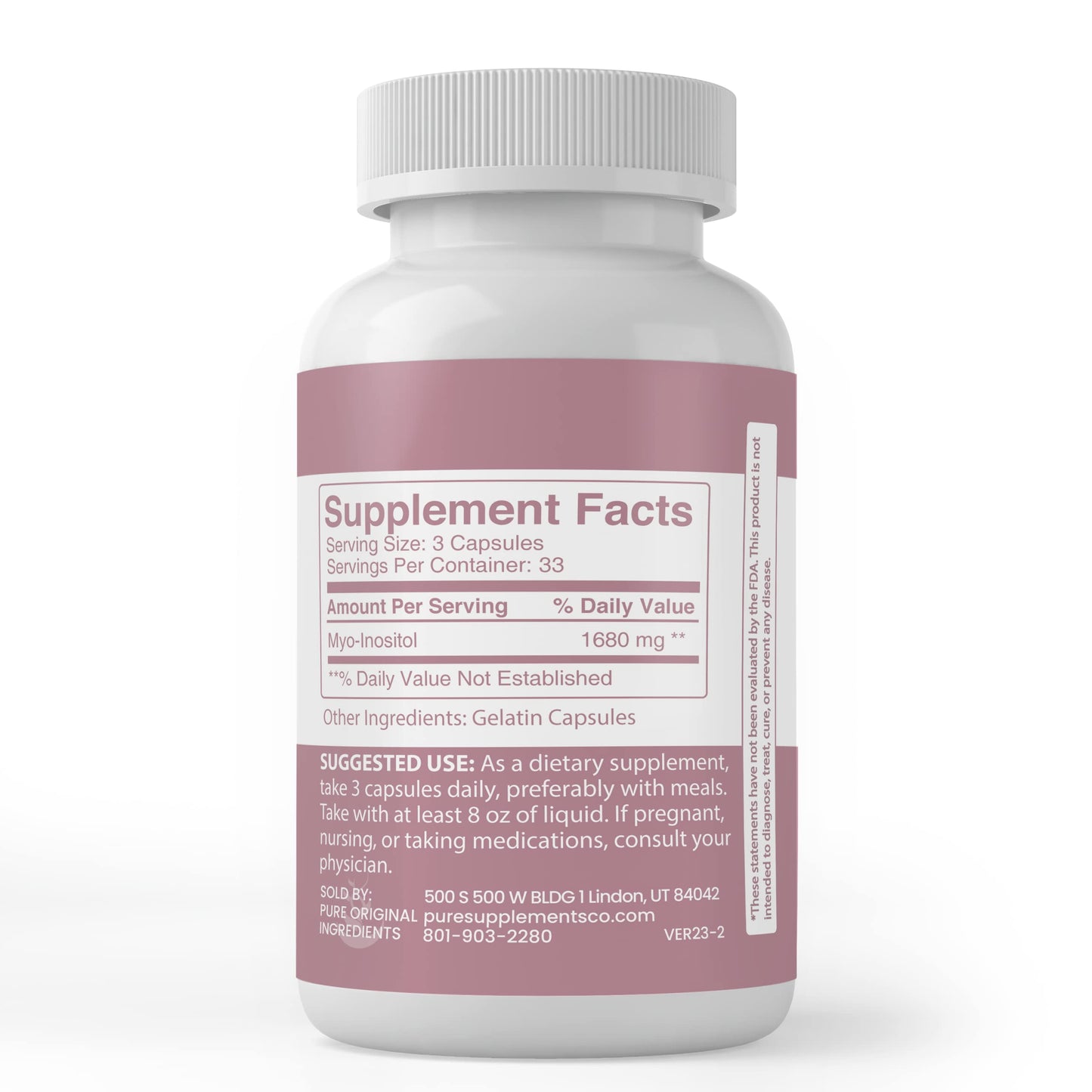 PURE ORIGINAL INGREDIENTS Inositol Capsule 100 Capsules