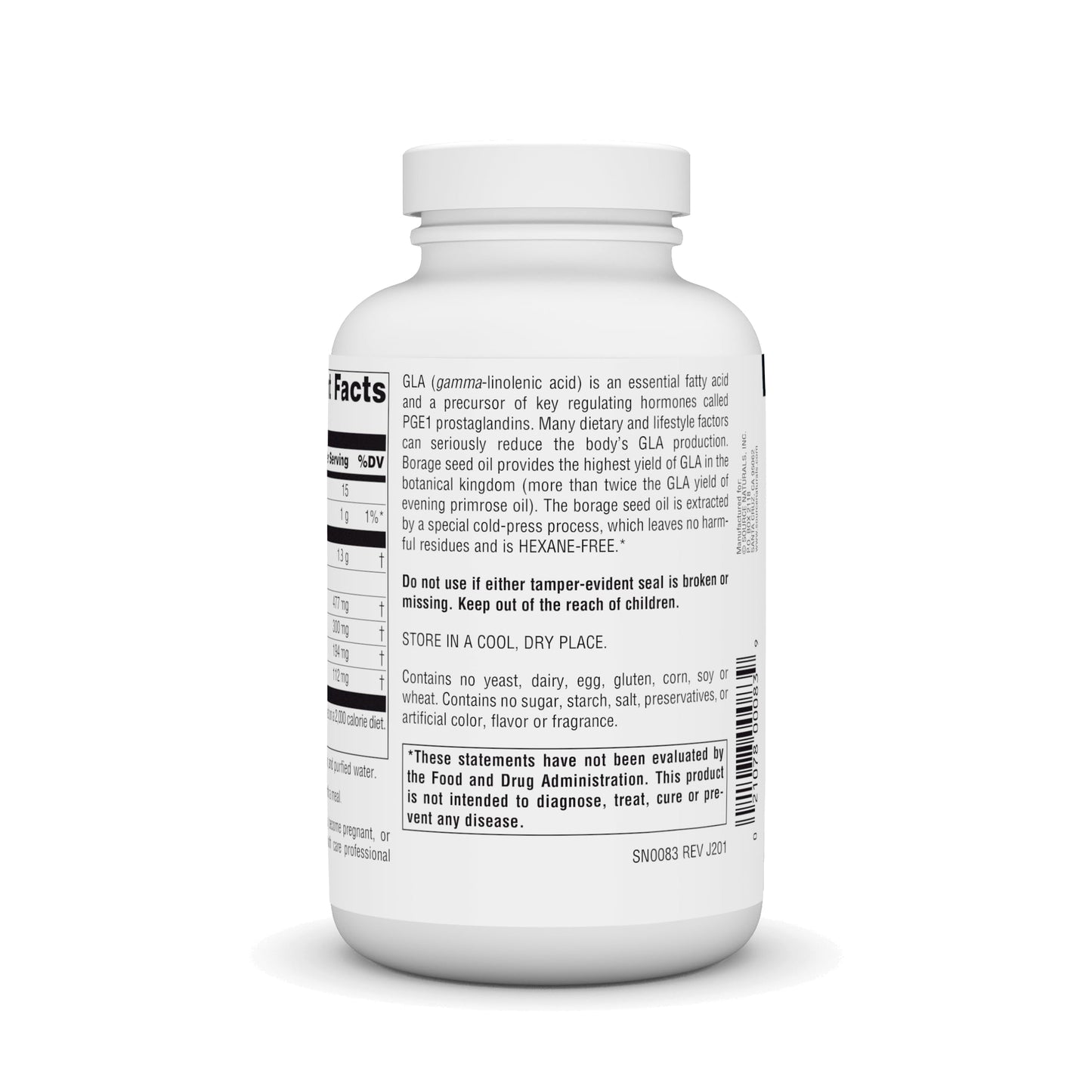 Source Naturals Mega-GLA 300 - Borage Seed Oil that is Hexane-Free Softgels 120
