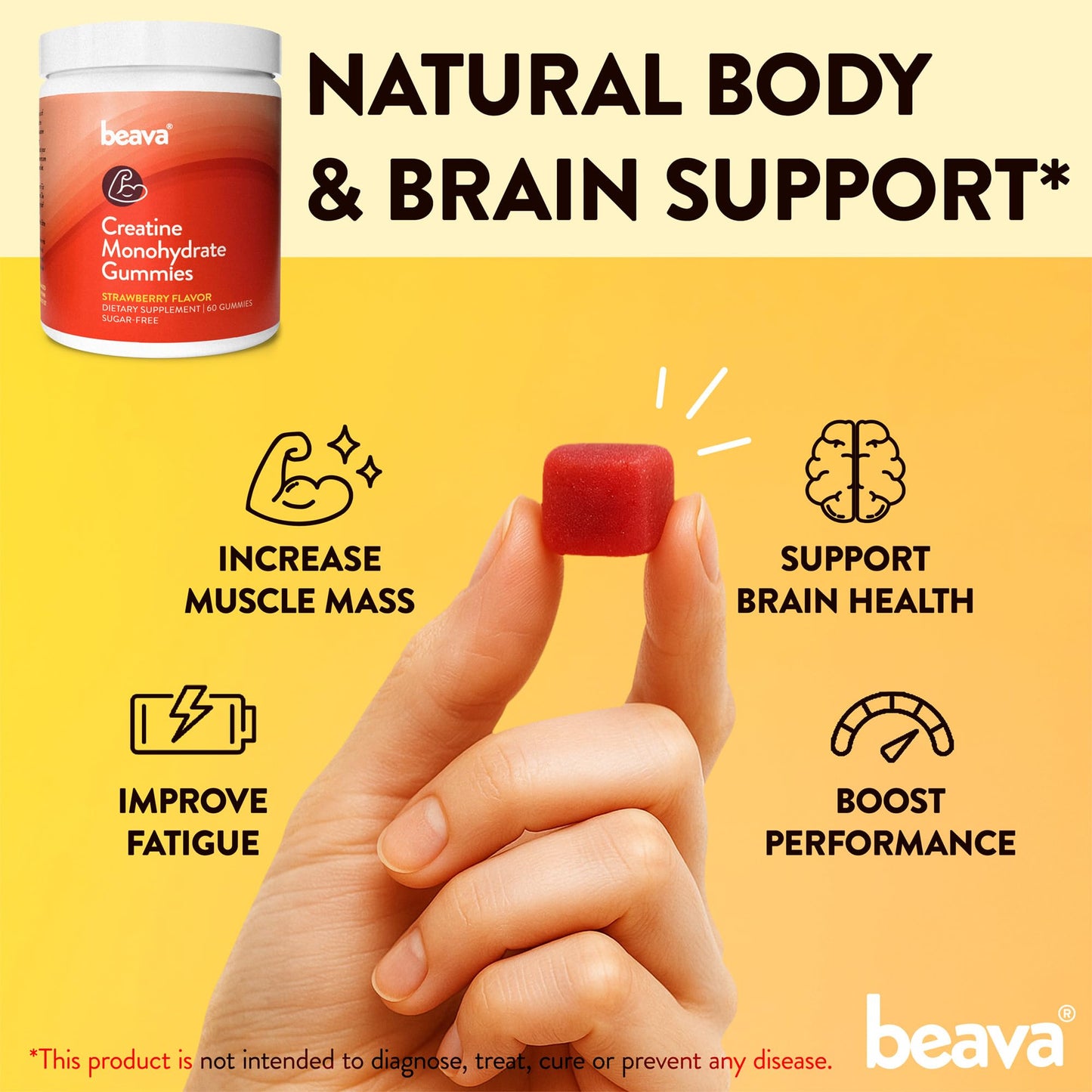 Beava Creatine Monohydrate Gummies, Gummy, 90 Count