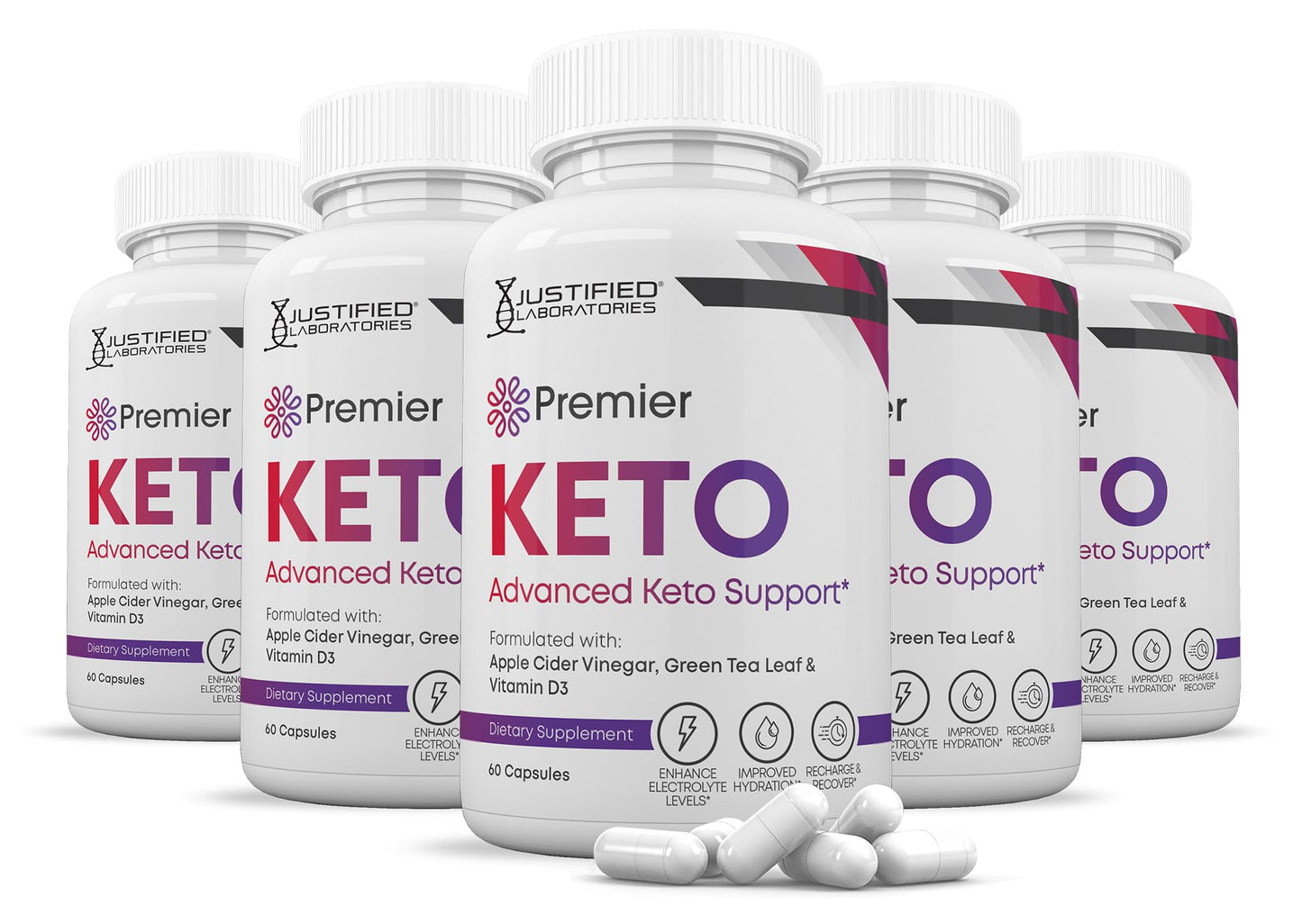 Justified Laboratories Premier Keto ACV Pills 1275MG Keto Support Blend 300 Capsules