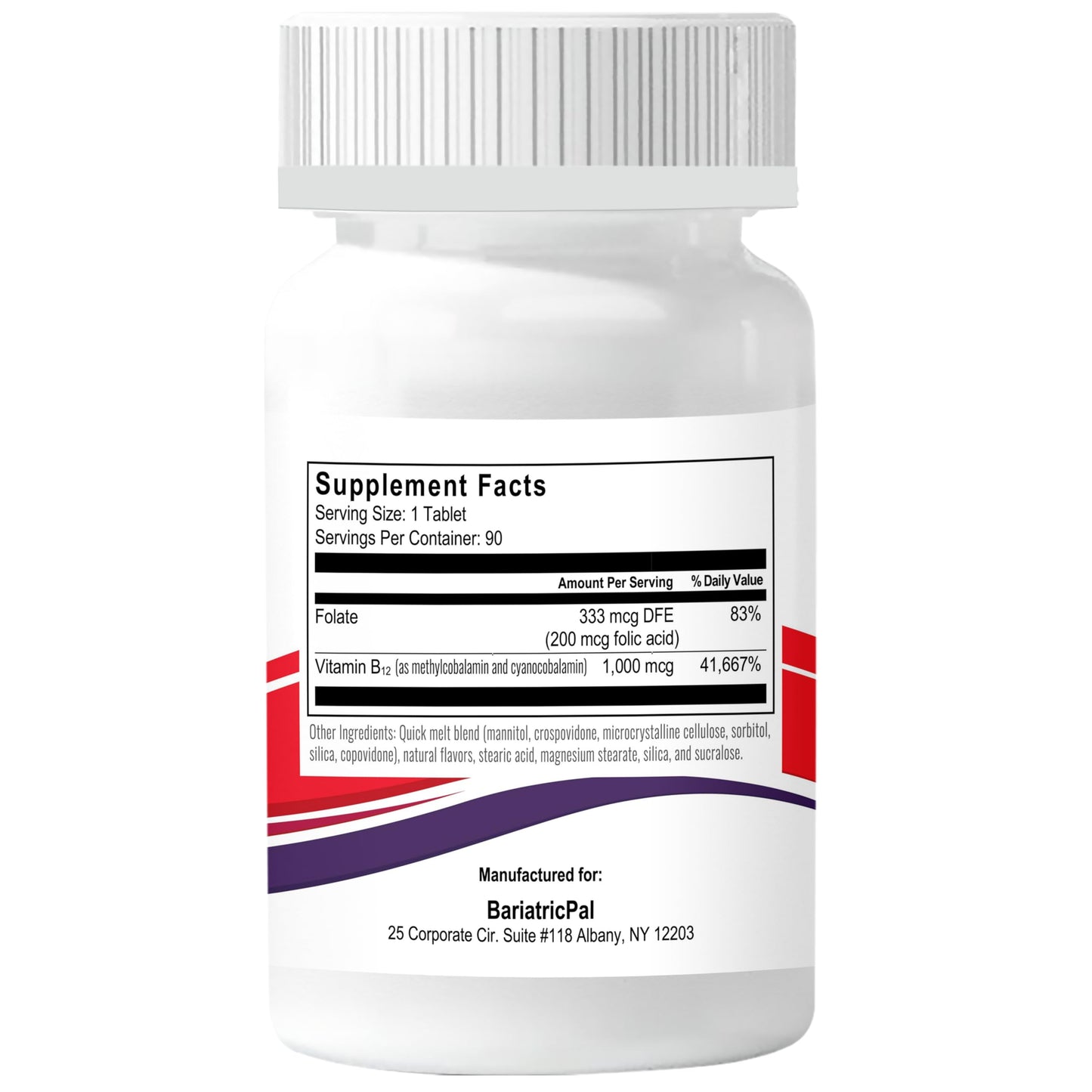 BariatricPal Vitamin B12 1000mcg Sugar-Free Tablet, 90 Count