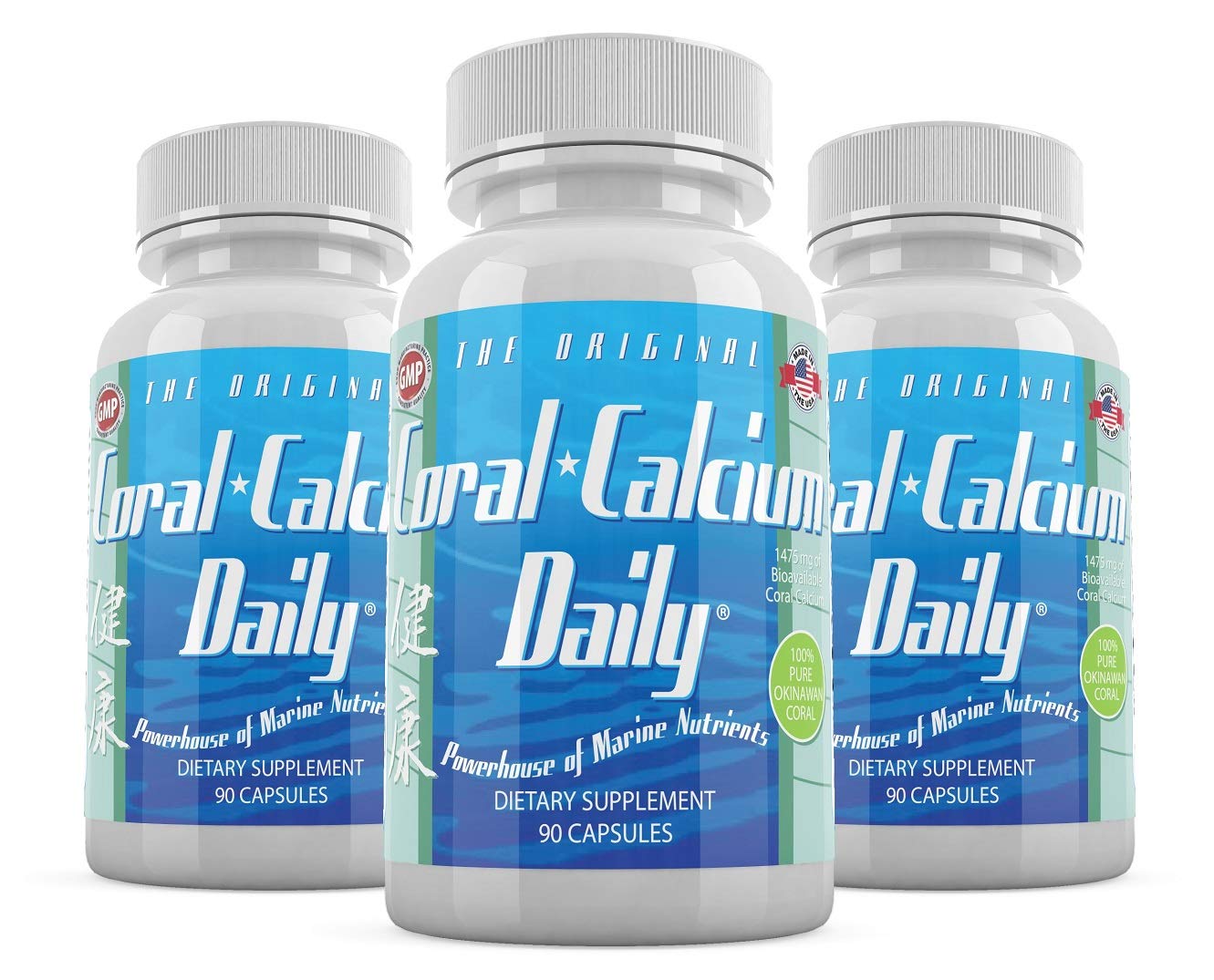 Daily Health Pure Okinawa Coral Calcium Marine-Grade Supplement with 72 Trace Minerals 1475mg, 270 Capsules