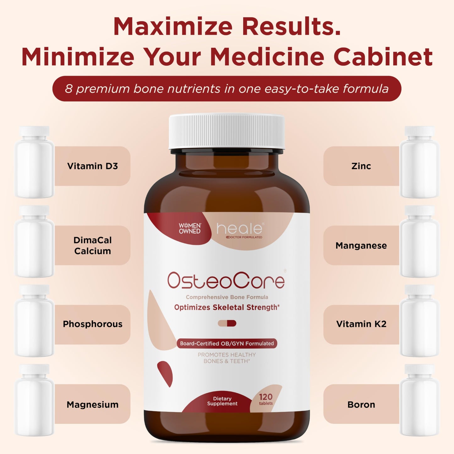 Heale Doctor Formulated OsteoCore Calcium Supplements for Women Capsules 120 Count