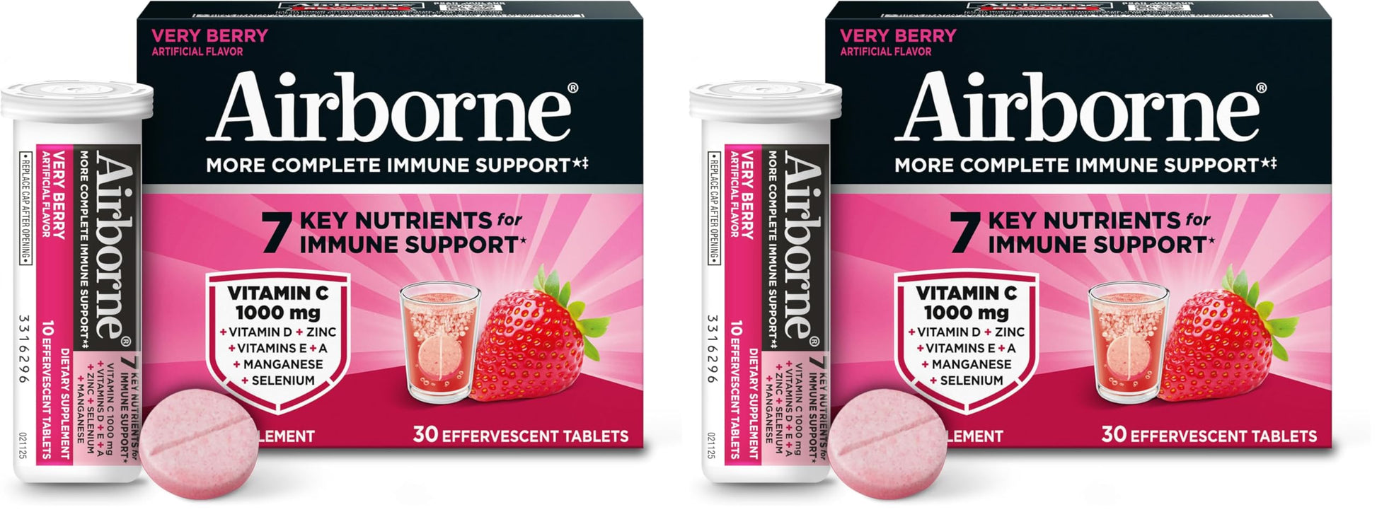Airborne Vitamin C 1000mg with Vitamin D & Zinc Tablets, 60 Count