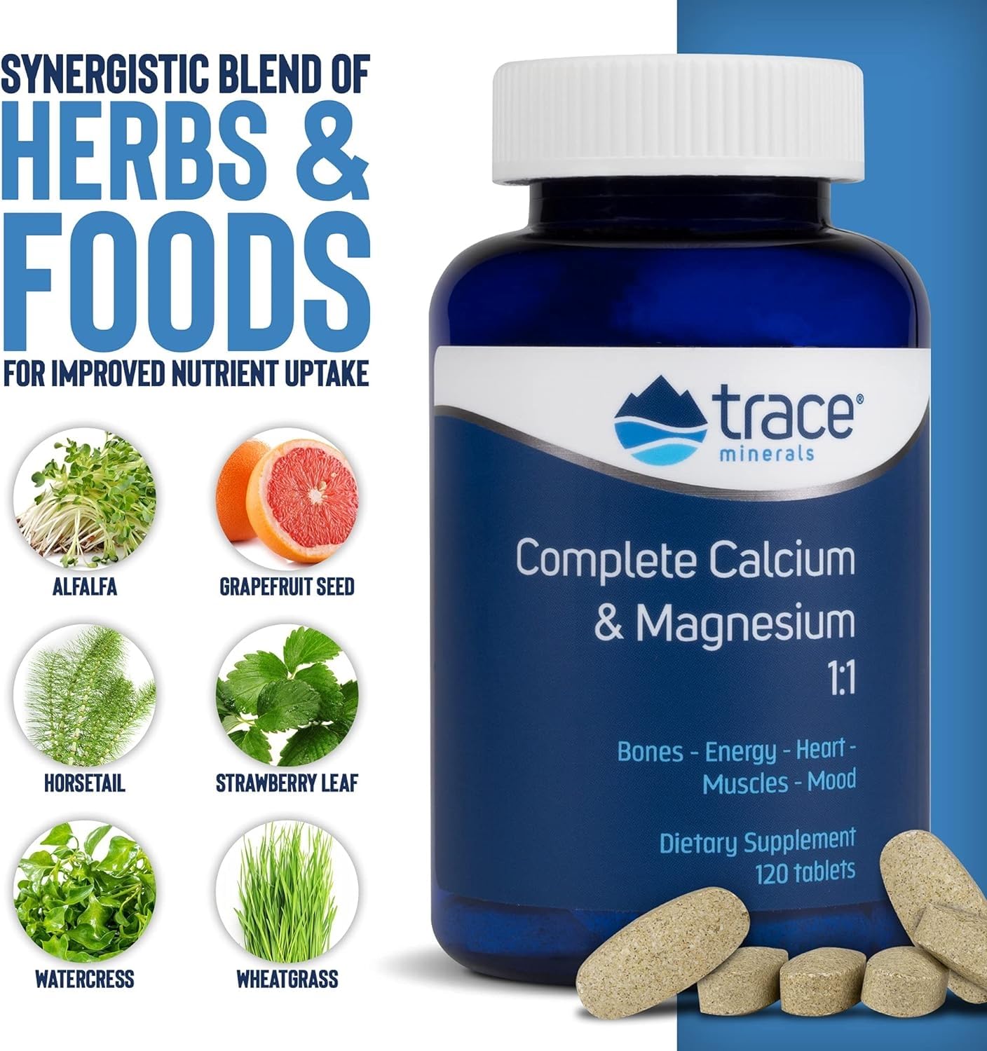 Trace Minerals Cal Mag Supplement Tablet, 120 Tablets