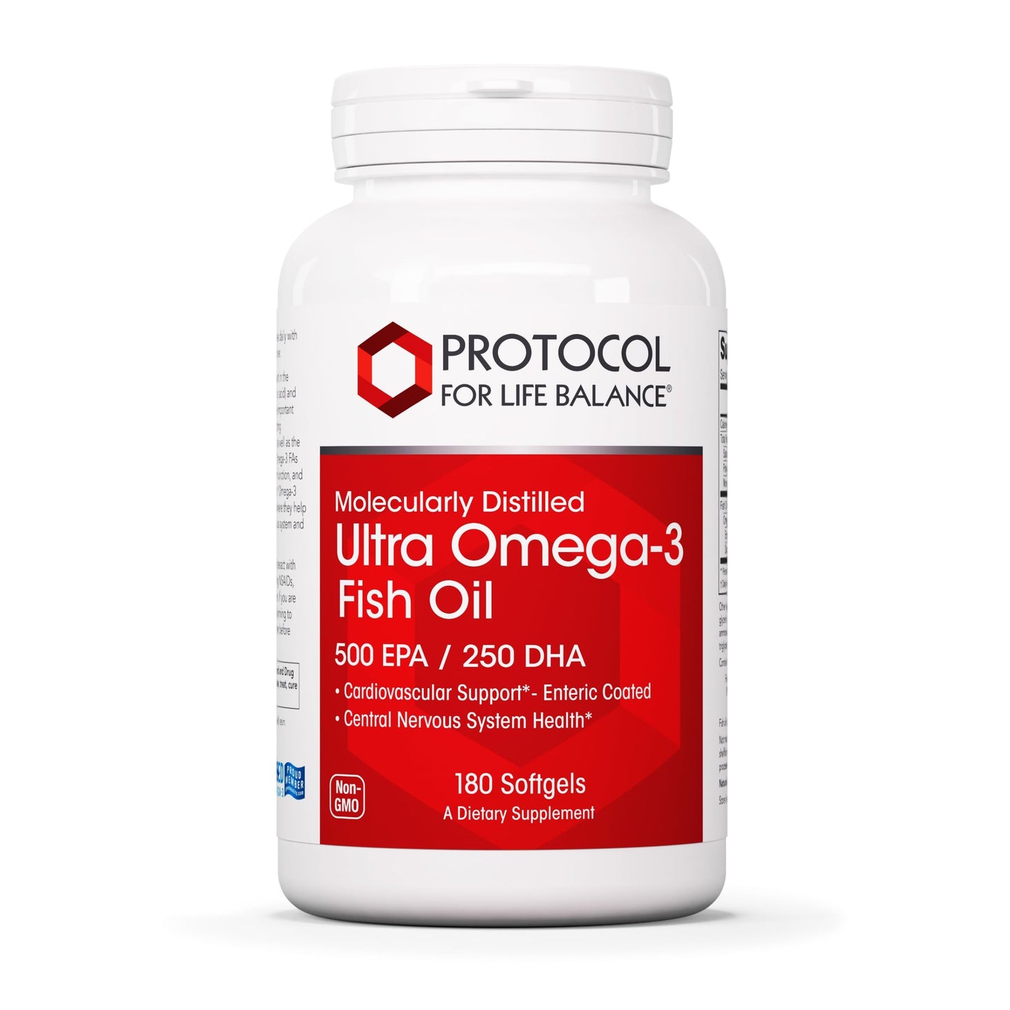 PROTOCOL FOR LIFE BALANCE Ultra Omega-3-500mg EPA & 250mg DHA - Fish Oil for Brain Support, Heart & Nervous System Health - EPA DHA Omega Supplement - Non-GMO & Halal Softgel, 180