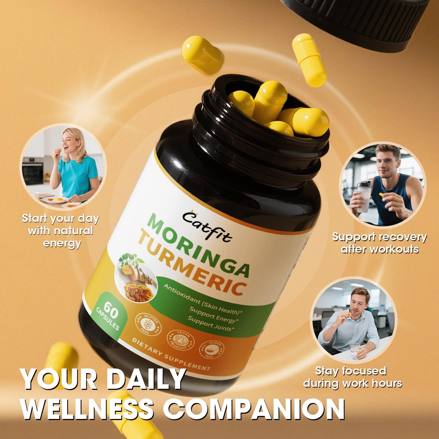 Catfit Moringa 10-in-1 Superfood Supplement Capsule, 60 Count