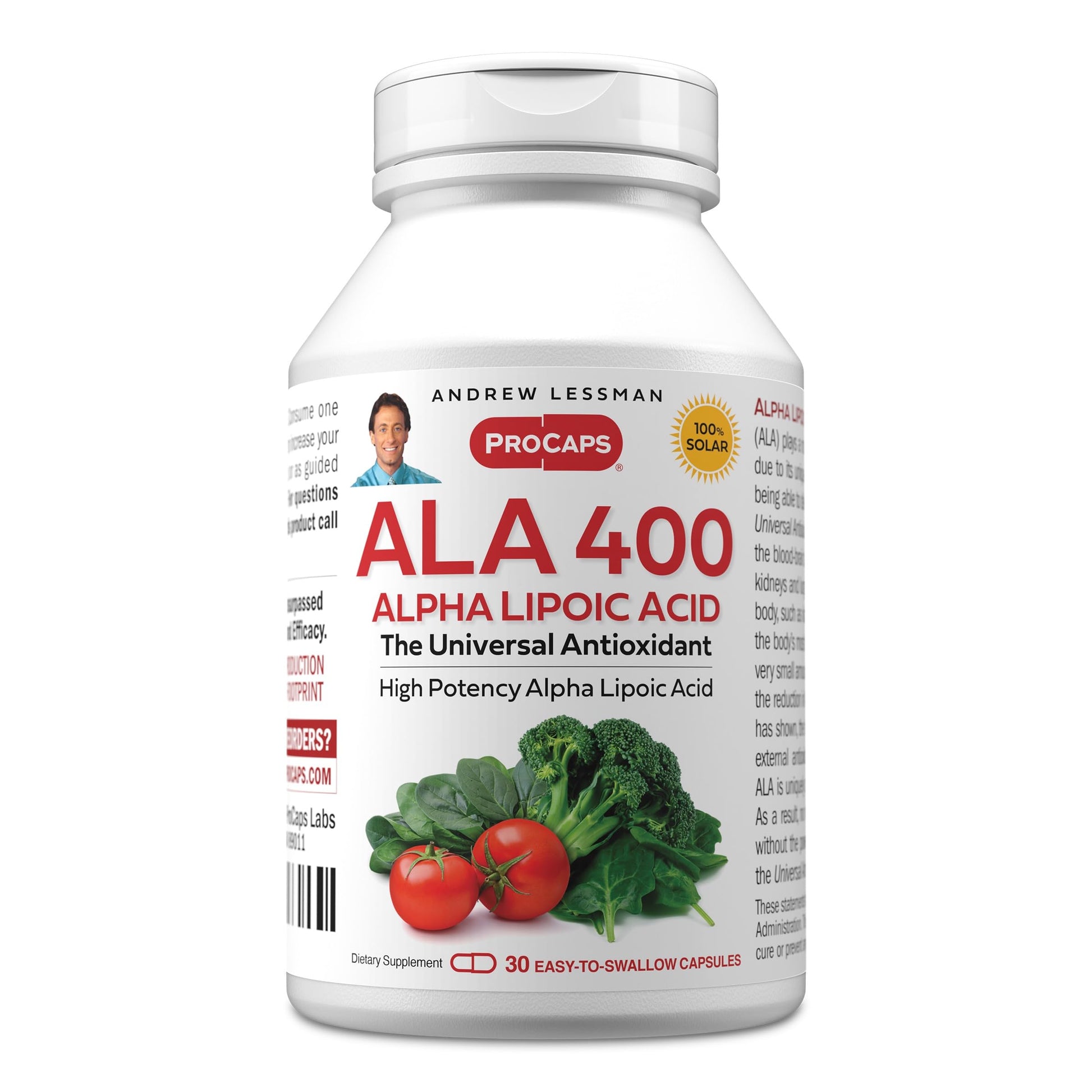 Andrew Lessman Alpha Lipoic Acid ALA 400mg Capsules, 30 Count