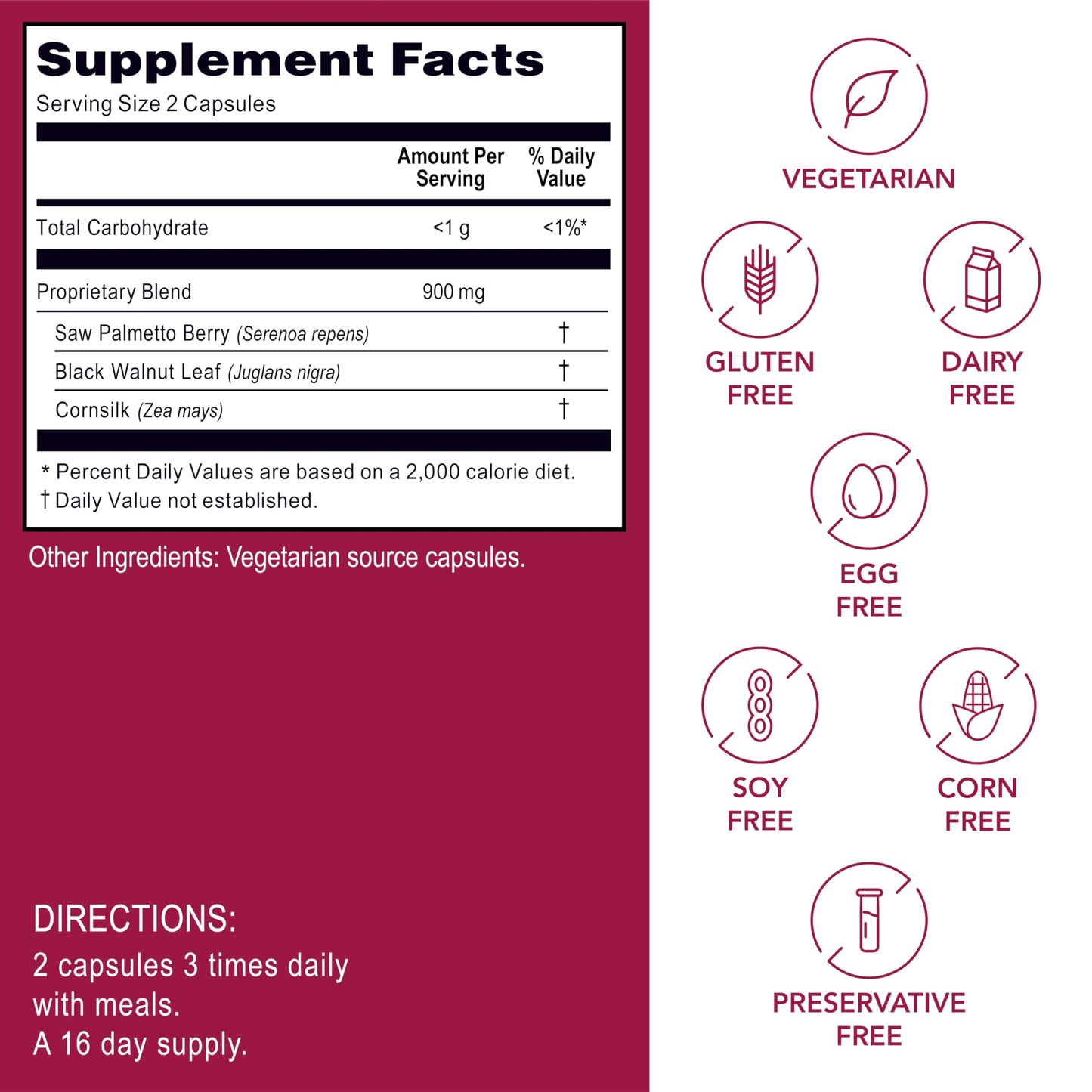 Kroeger Herb Products Men's Special Saw Palmetto Supplement with Black Walnut, DHT Blocker for Urinary Health and Prostate Support, Capsules, 100 Count