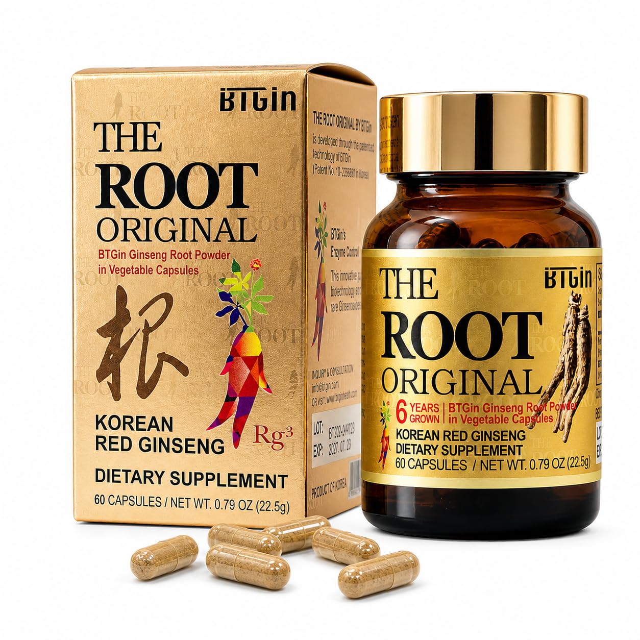 BTGIN The Root Original Korean Red Panax Ginseng Supplement Capsule 60 Count
