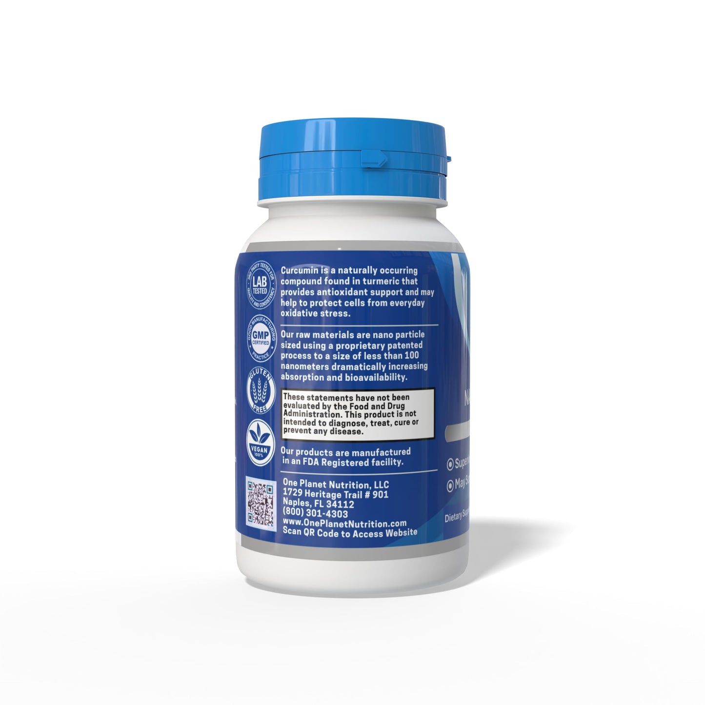 One Planet Nutrition Nano Curcumin 500 mg Veggie Capsules, 60 Count