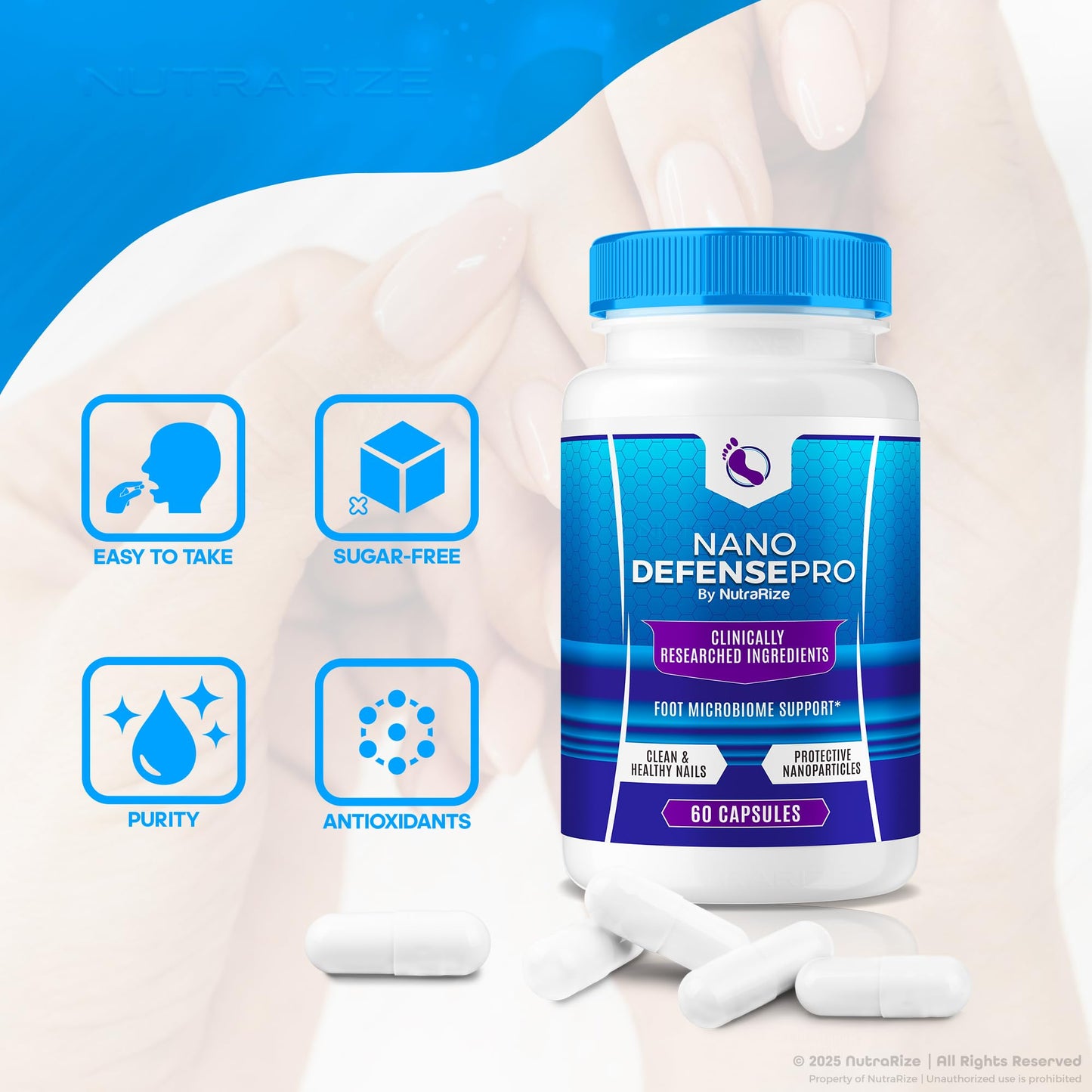 NutraRize Nano Defense Pro Advanced Nail Support Capsules, 180 Capsules