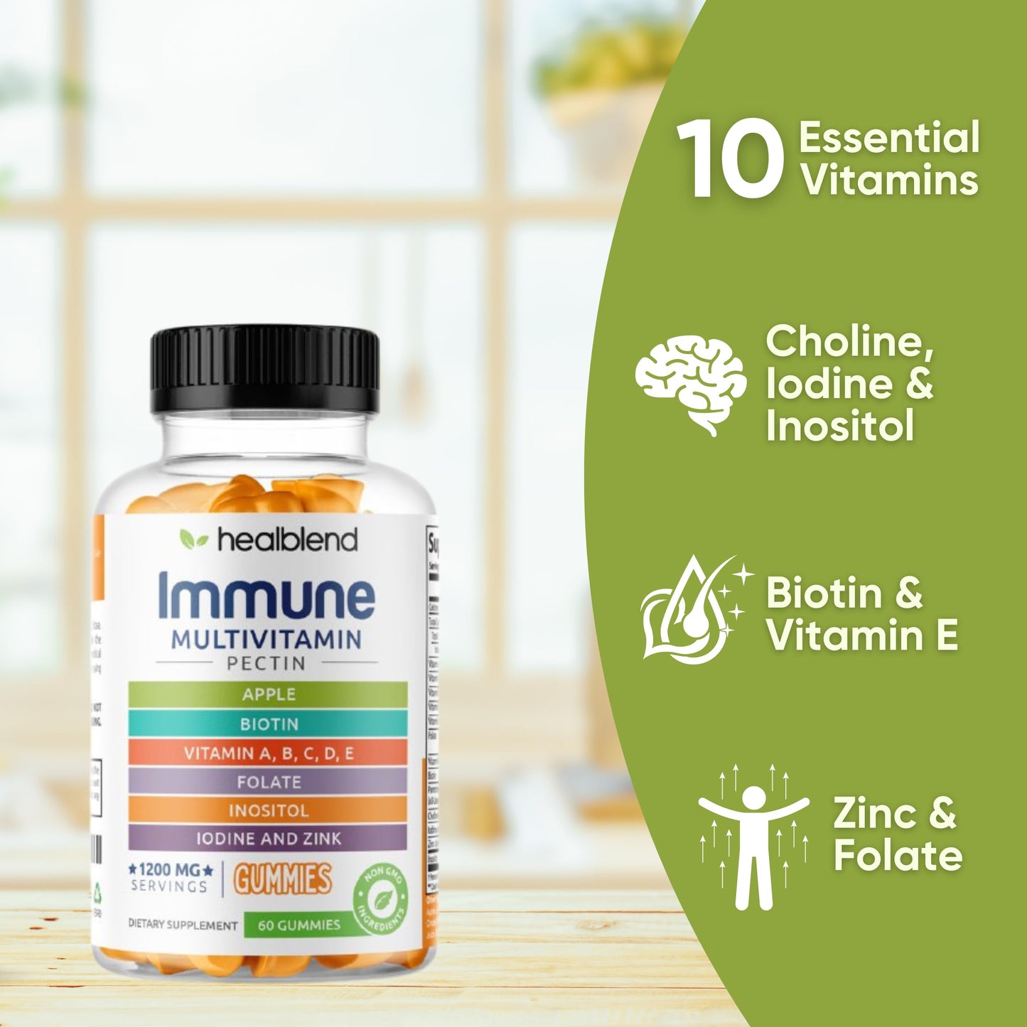 healblend Power-Packed Multivitamin Bear Gummies for Adults, 60 Gummies