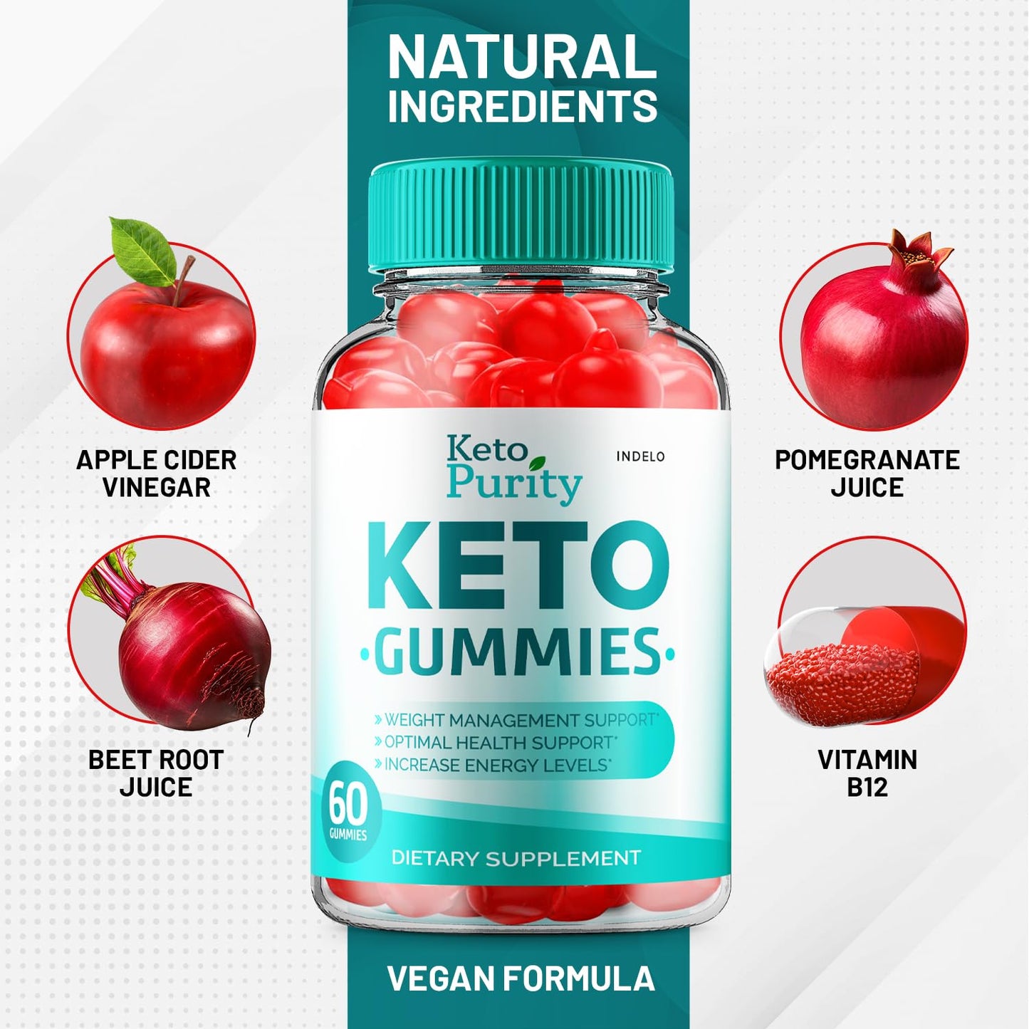 Indelo Keto Purity ACV Gummies 120 Gummies