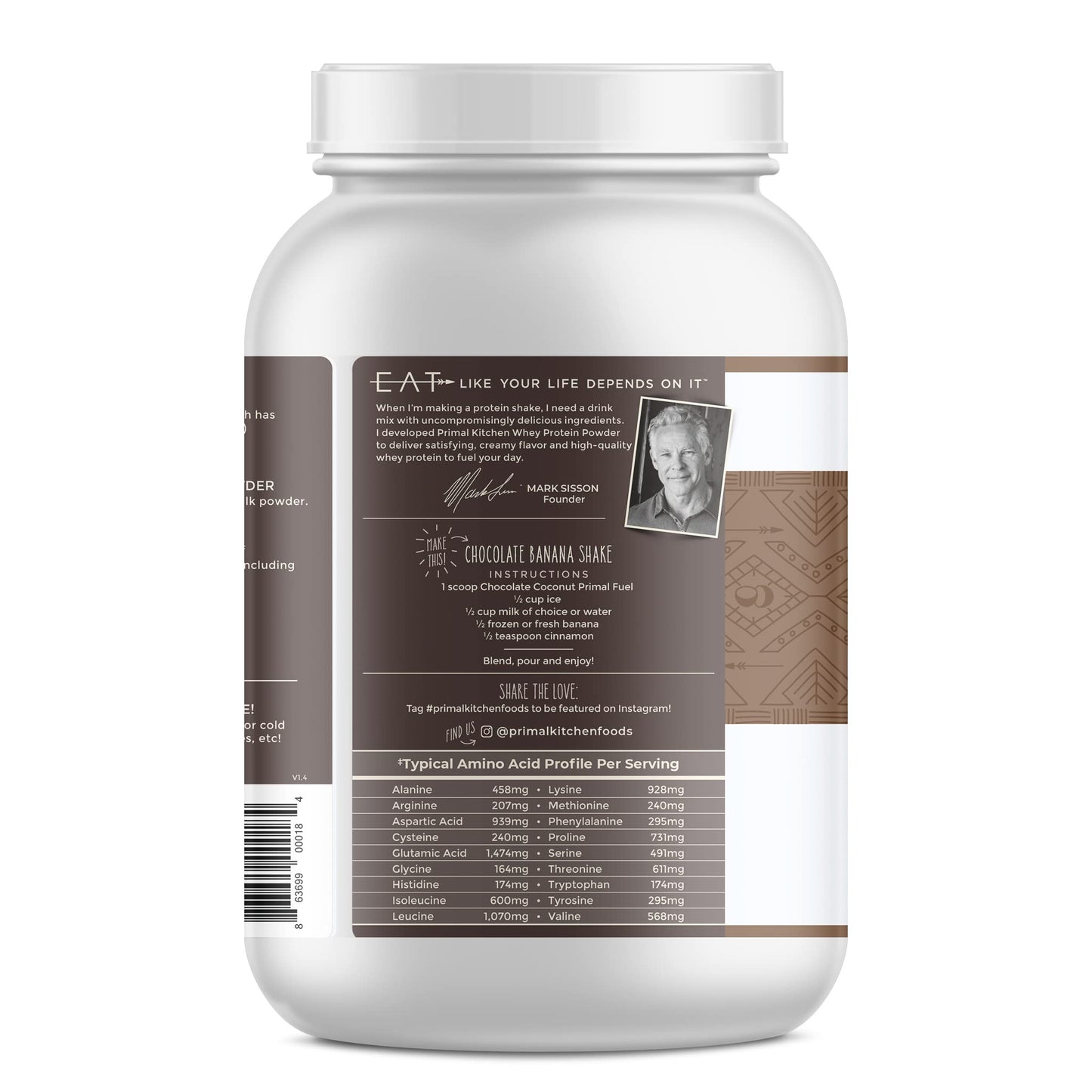 Primal Kitchen Primal Fuel Chocolate Coconut Whey Protein Powder, 1.94 Pound