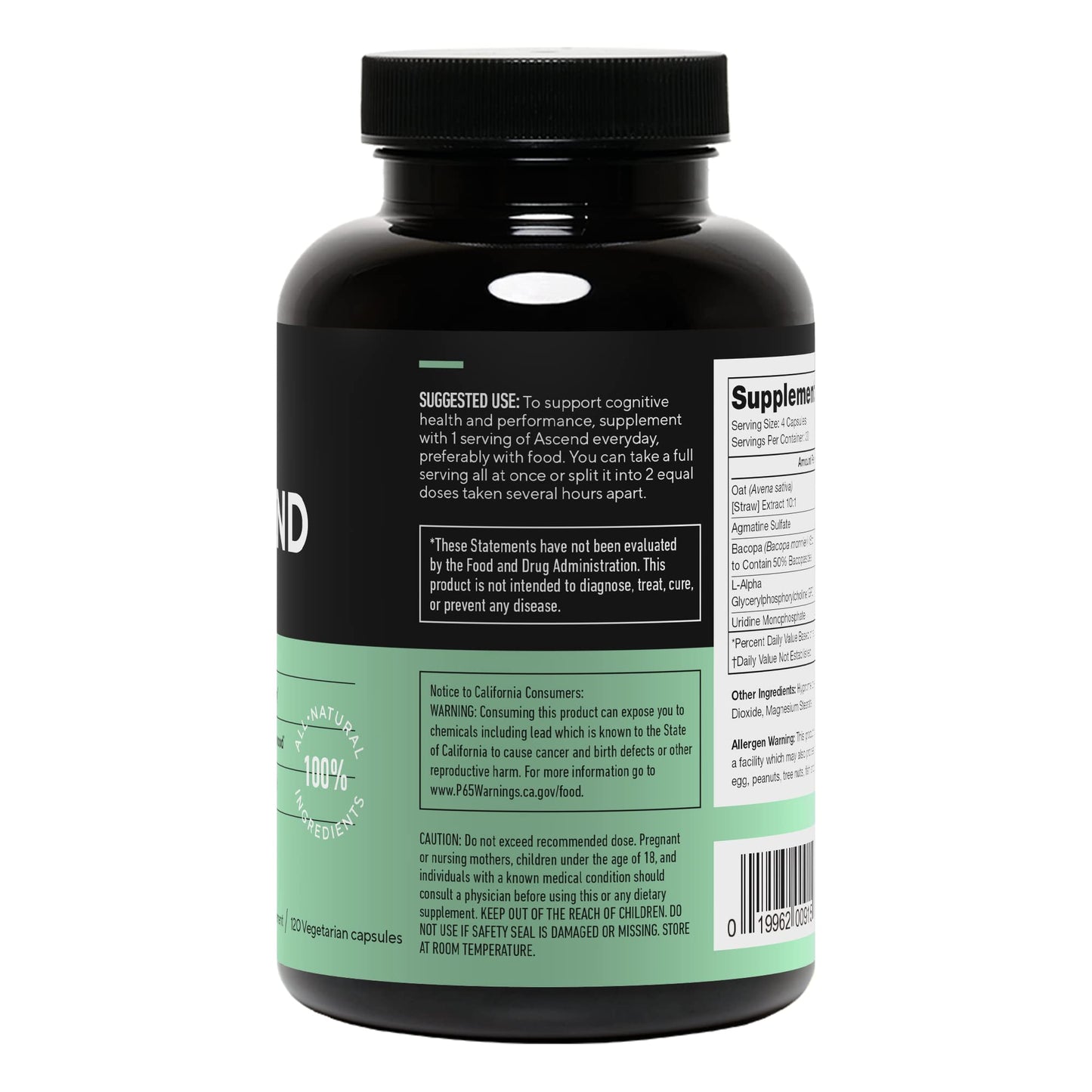 LEGION Ascend Nootropic Capsules, 120 Count