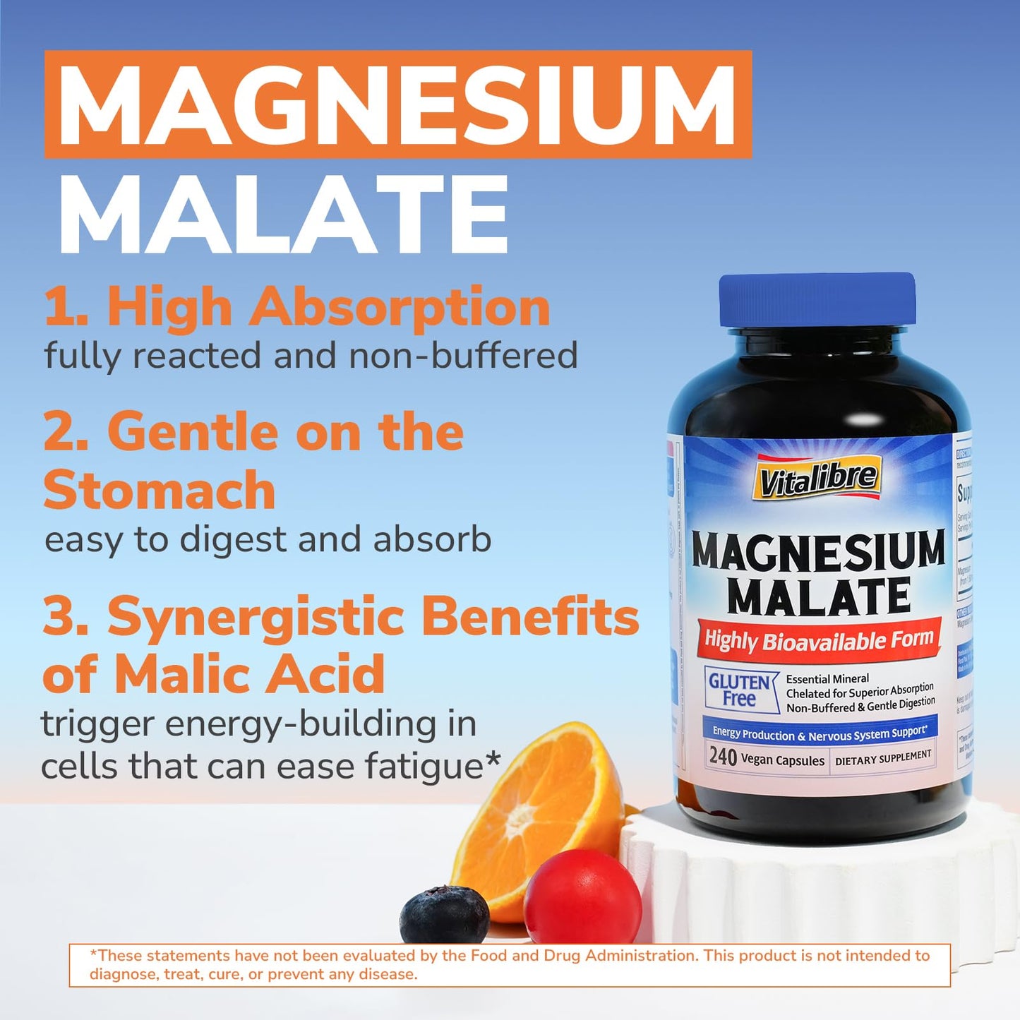 Vitalibre Magnesium Malate Capsules 240 Count