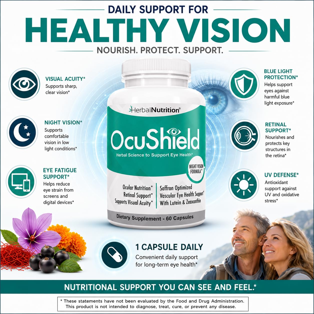 Herbal Nutrition OcuShield Eye Health Support Supplement Capsule 2-Pack