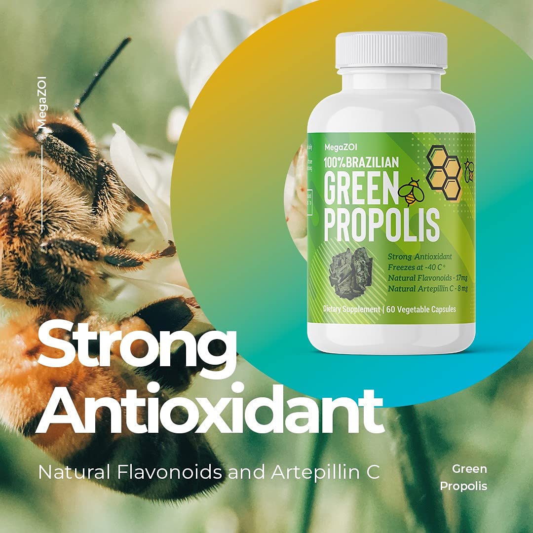 Aoratos MegaZOI 100% Brazilian Green Propolis Enriched 250mg Capsule, 60 Capsules