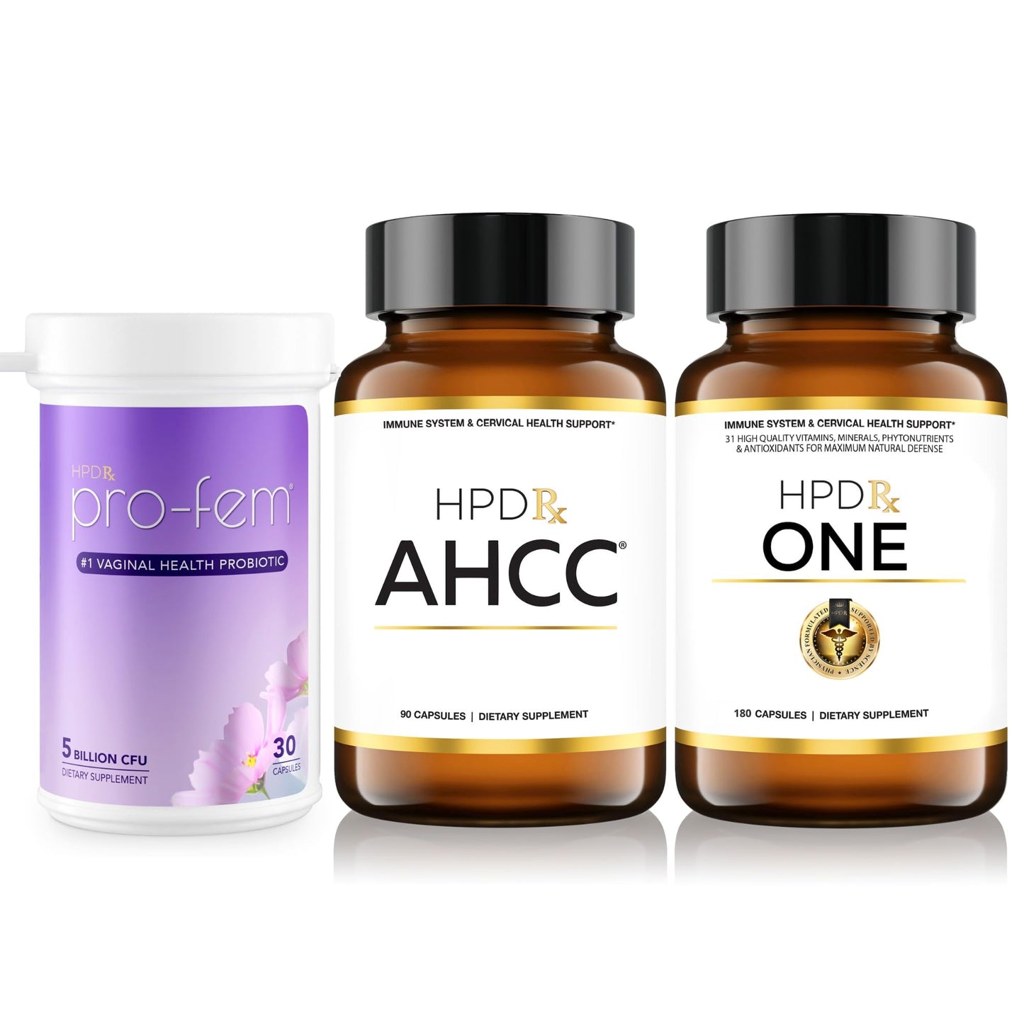 HPD Rx AHCC Pro Fem & ONE Bundle for Women Capsules 90 Count