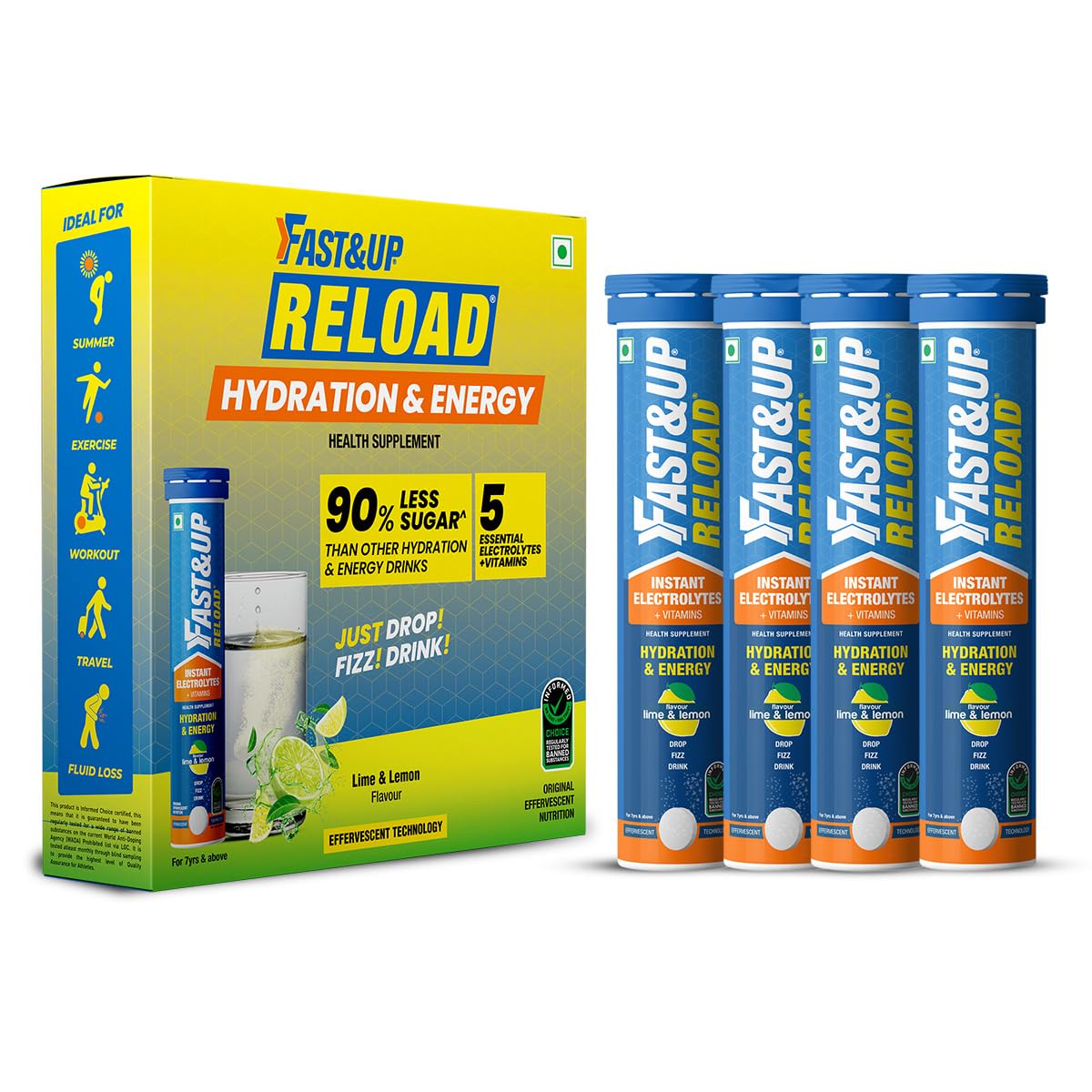 FAST&UP Reload Instant Energy and Hydration Sports Drink, 80 Tablets