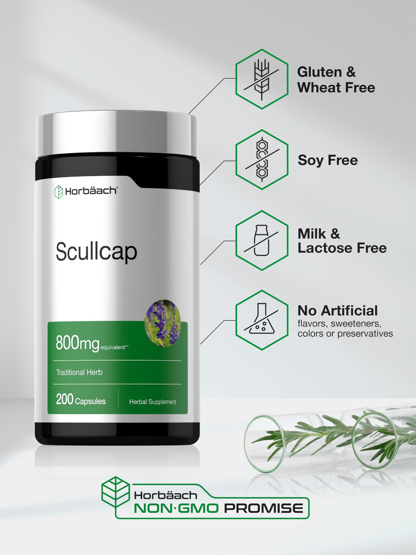 Horbäach Skullcap Herb Extract Capsules 200