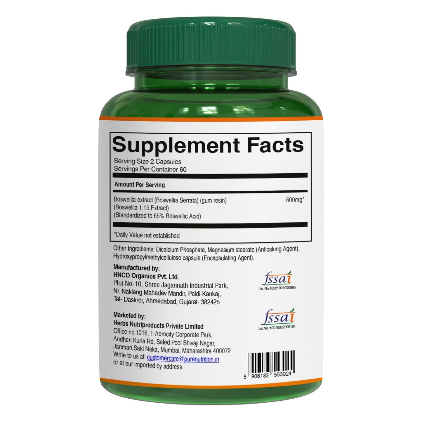 Pure Nutrition Natural Treasures Boswellia Serrata 600 mg Capsules 120 Count