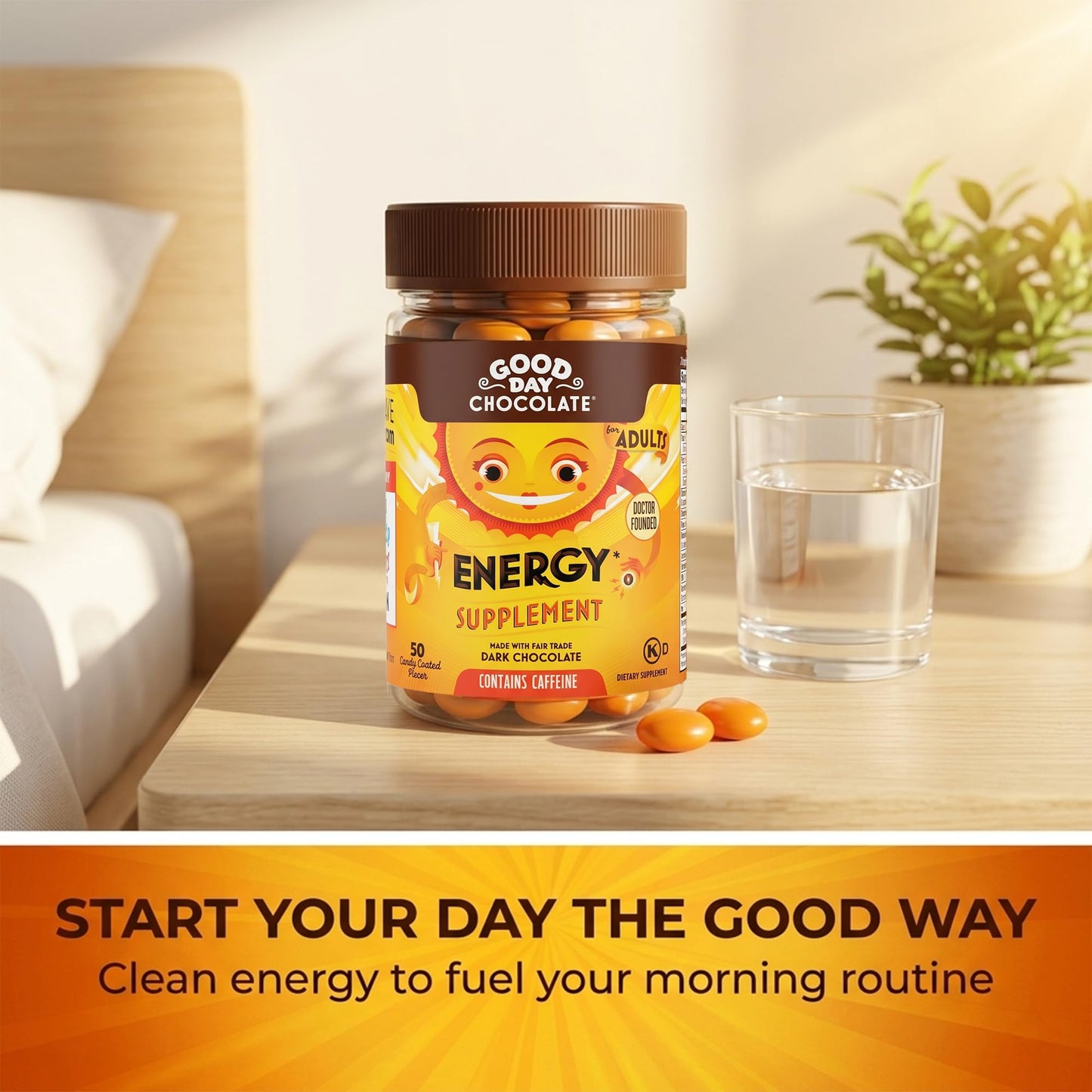 Good Day Chocolate Energy Supplements for Adults Chewable 100 Count