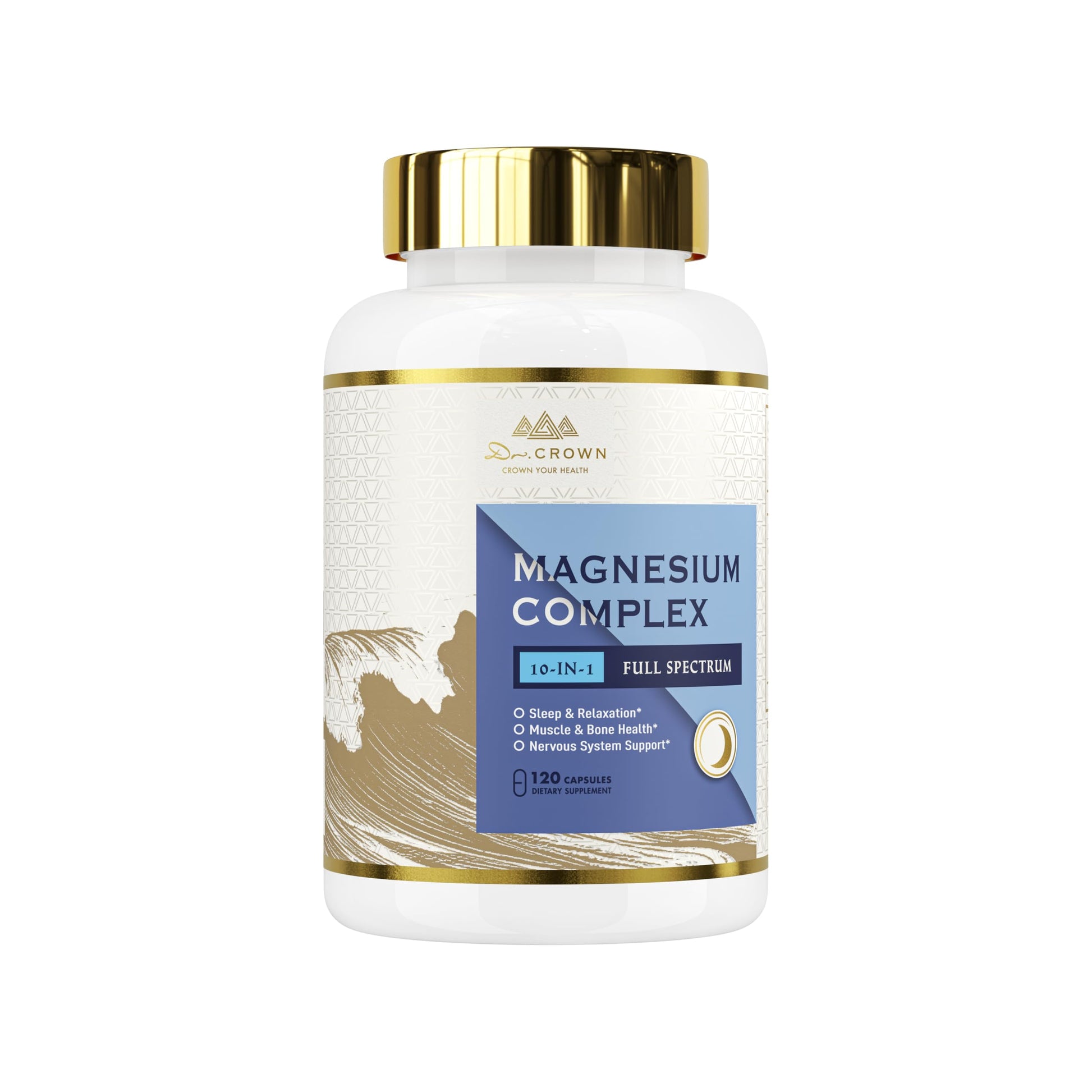 DR. CROWN 10 in 1 Magnesium Complex with Vitamin B6, Higher Absorption Magnesium Supplement for Sleep, Nerves & Heart Health, Bones, Muscle, Recovery, Energy, Vegan Non-GMO, 120 Capsules