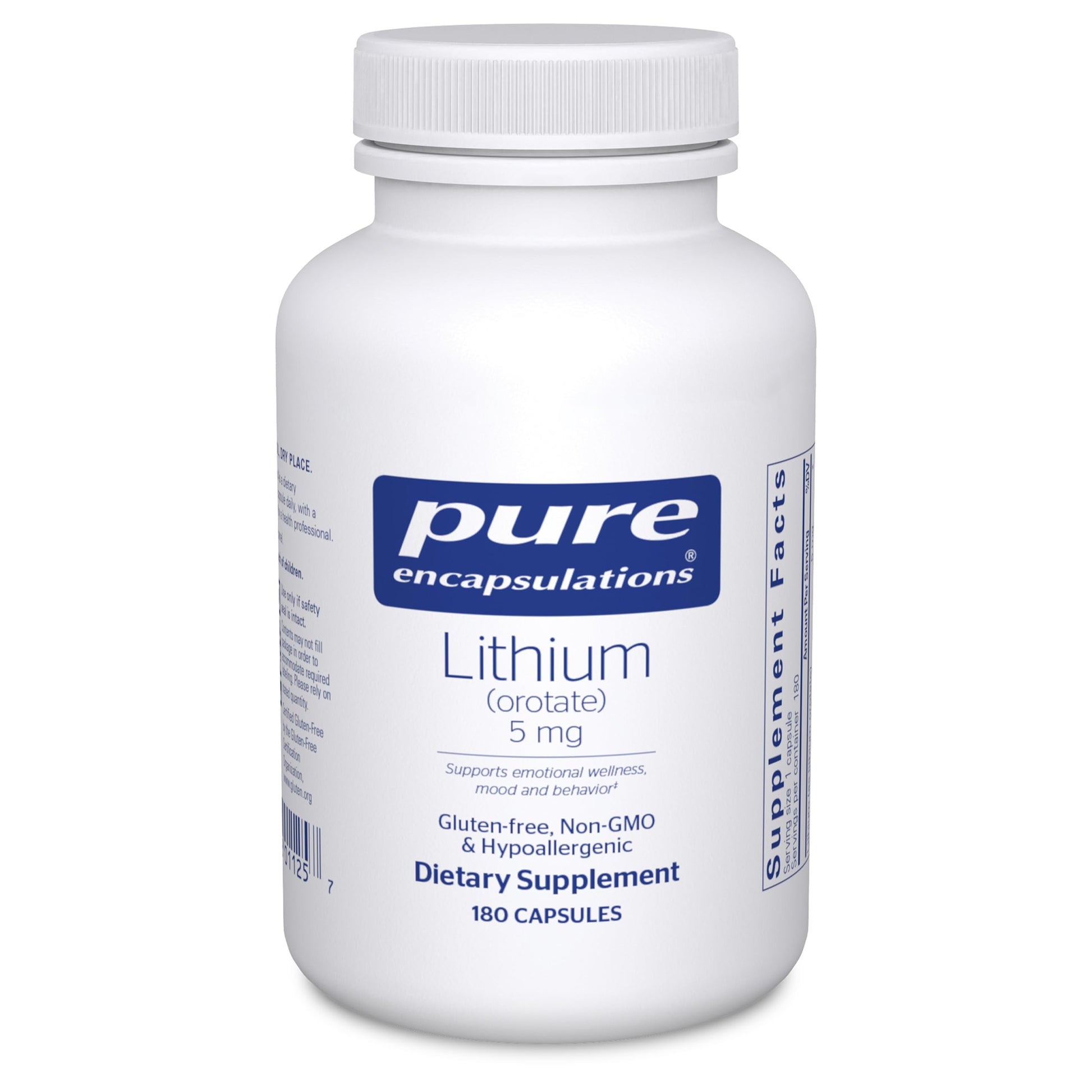 Pure Encapsulations Lithium (Orotate) 5 mg Capsules, 180 Capsules