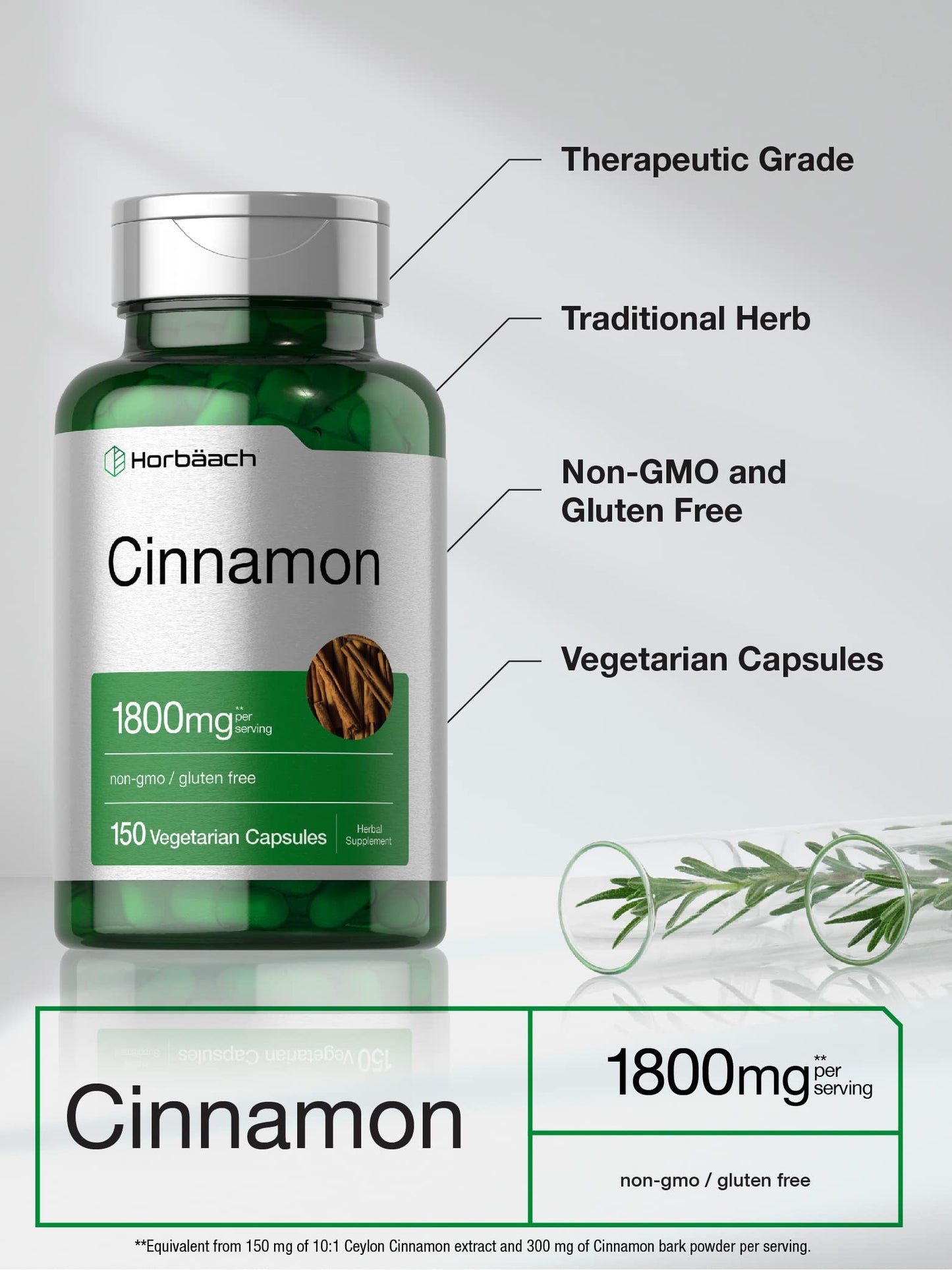 Horbäach Cinnamon Capsules 150 Count