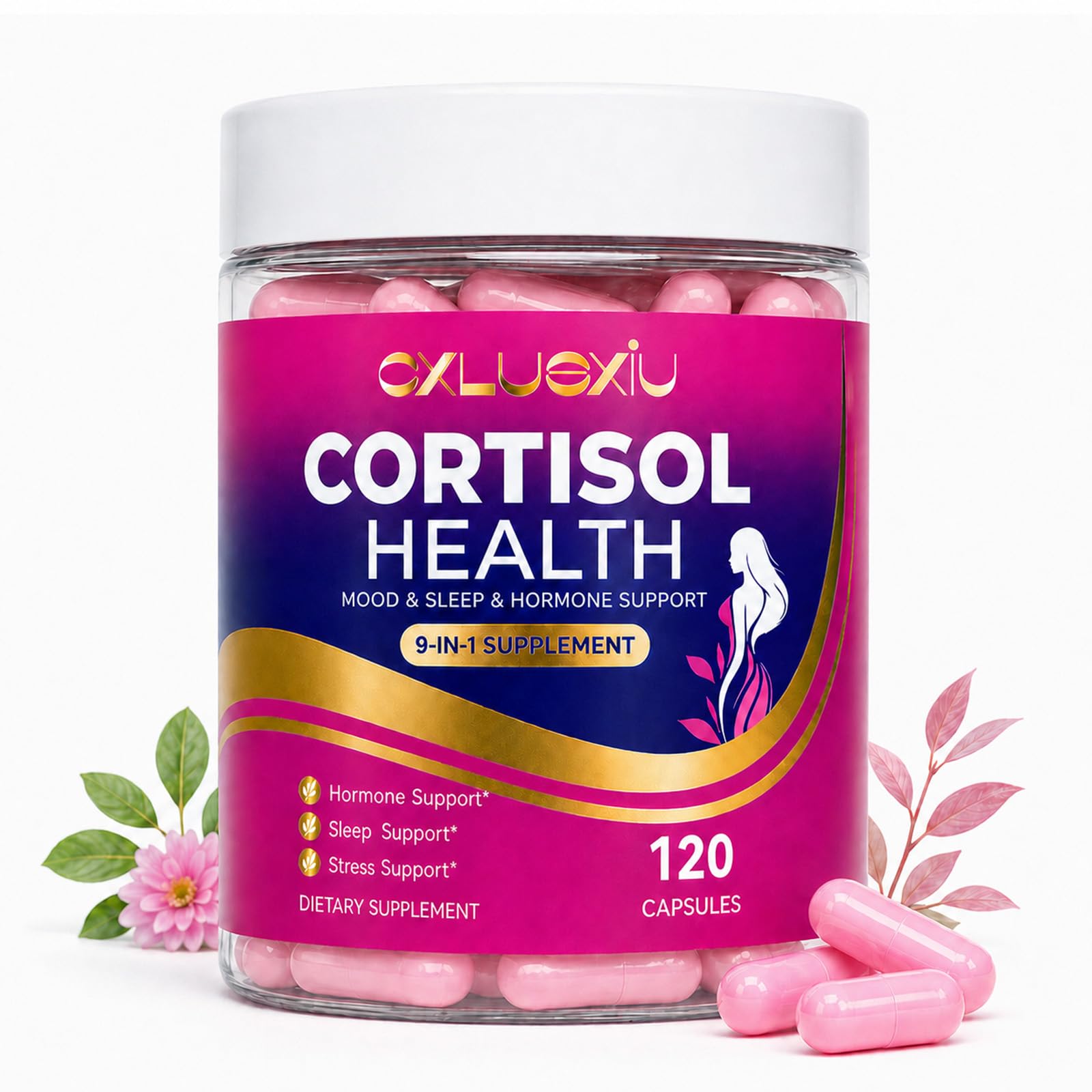 Cxlusxiu Cortisol Support Supplement for Women Capsules, 120 Count