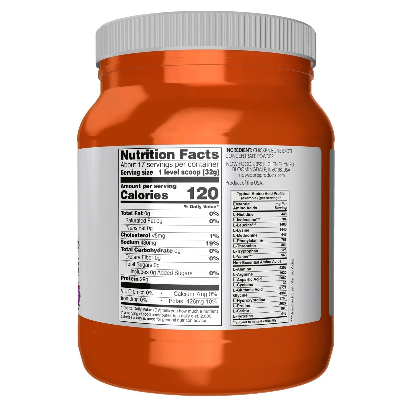 NOW Foods Chicken Bone Broth Powder 19.2 oz