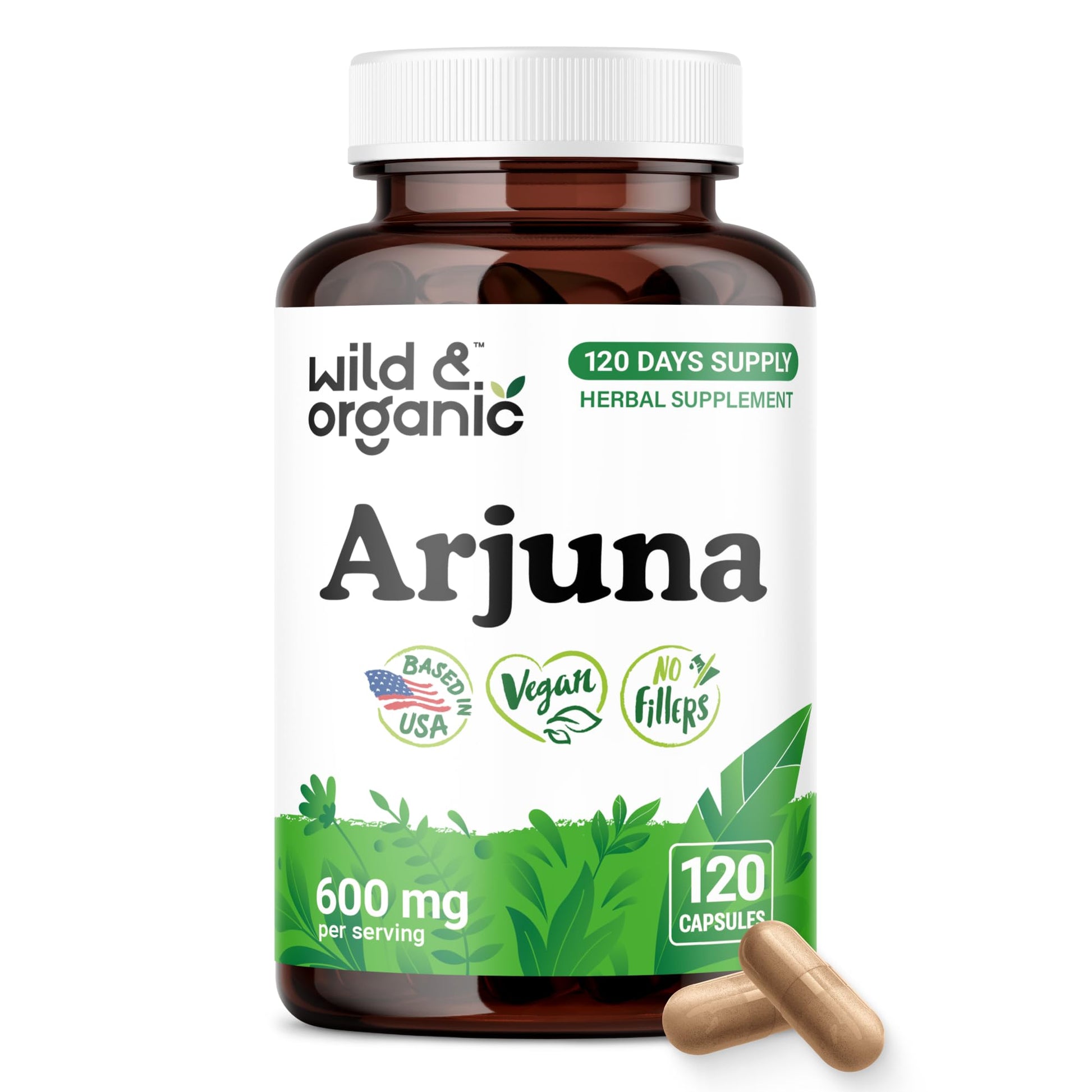 Wild & Organic Arjuna Bark Capsules 120 Count