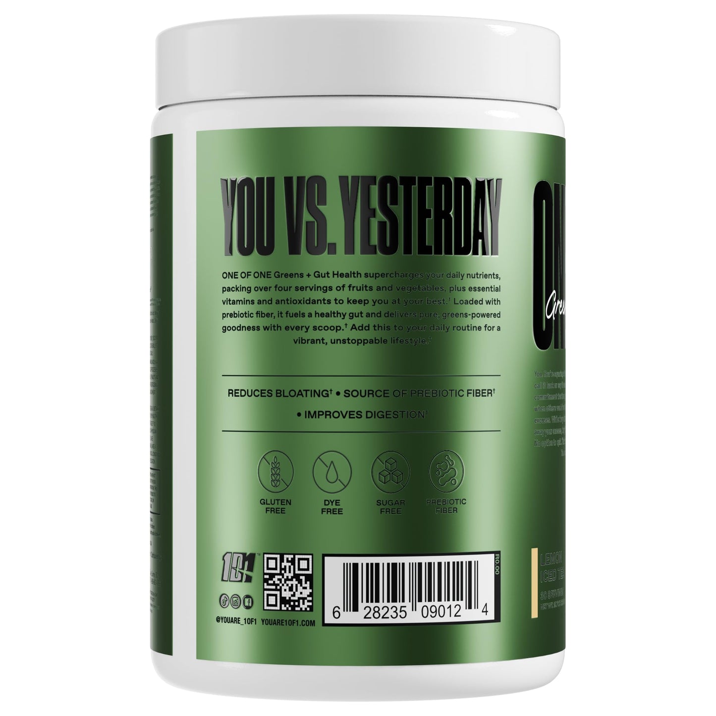 ONE OF ONE Greens & Gut Health Powder with Prebiotics, Probiotics & Digestive Enzymes for Gut Health, Immunity & Energy, No Artificial Sweeteners - Lemon Iced Tea, 30 Servings
