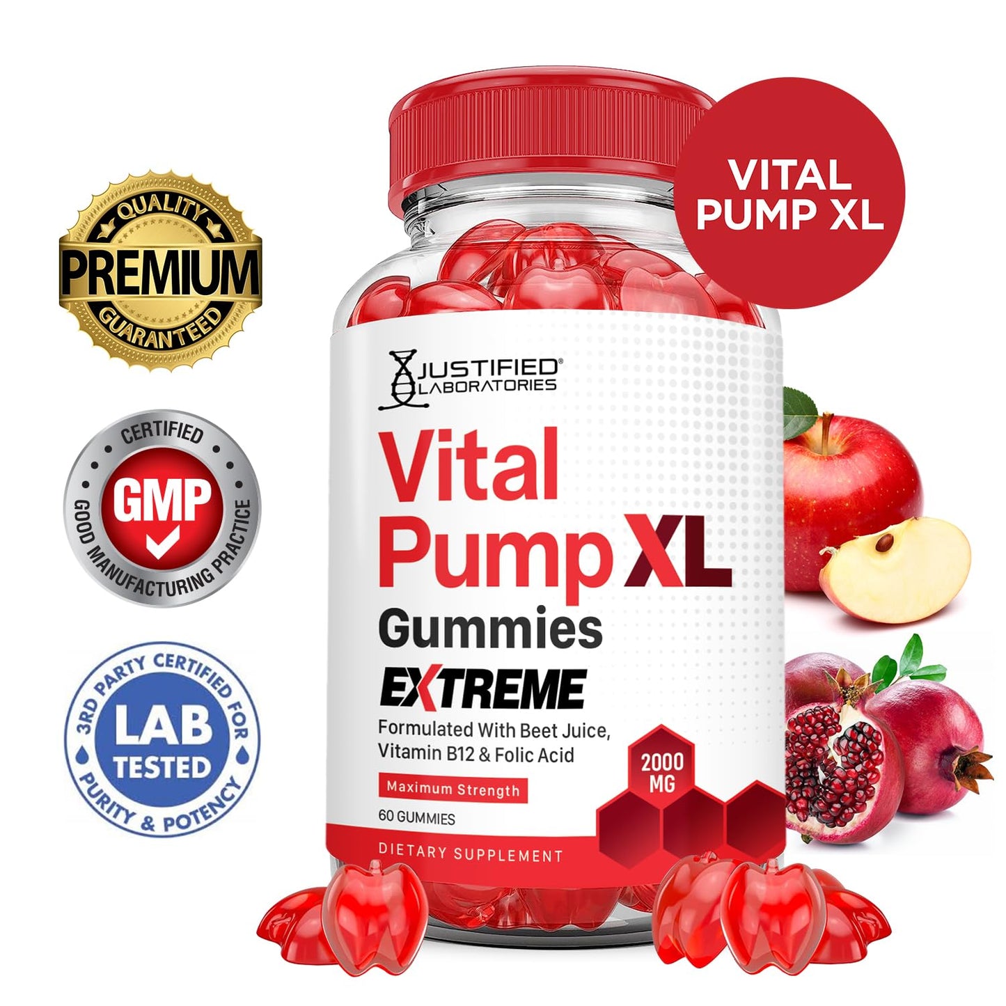 Justified Laboratories Vital Pump XL Extreme 2000MG Performance, 180 Gummies