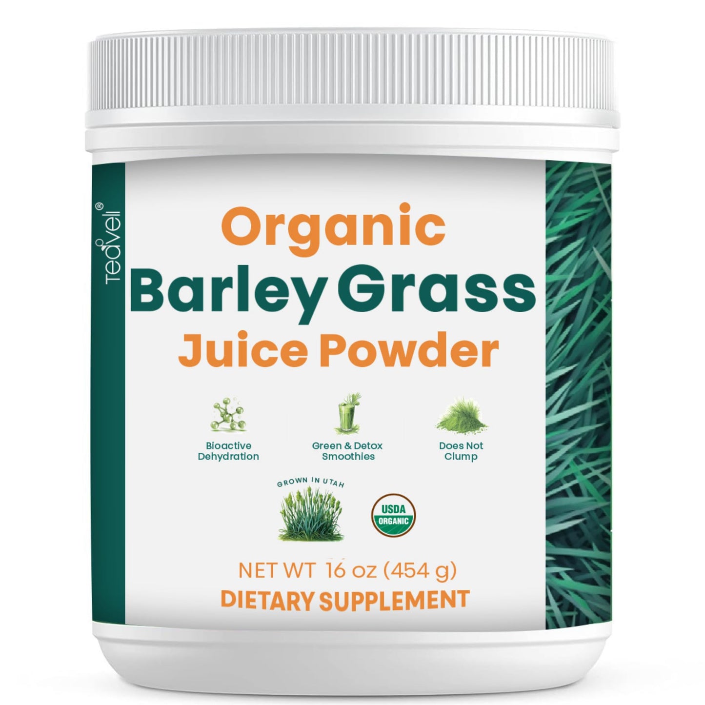 Teaveli Organic Barley Grass Juice Powder, 16 Ounces