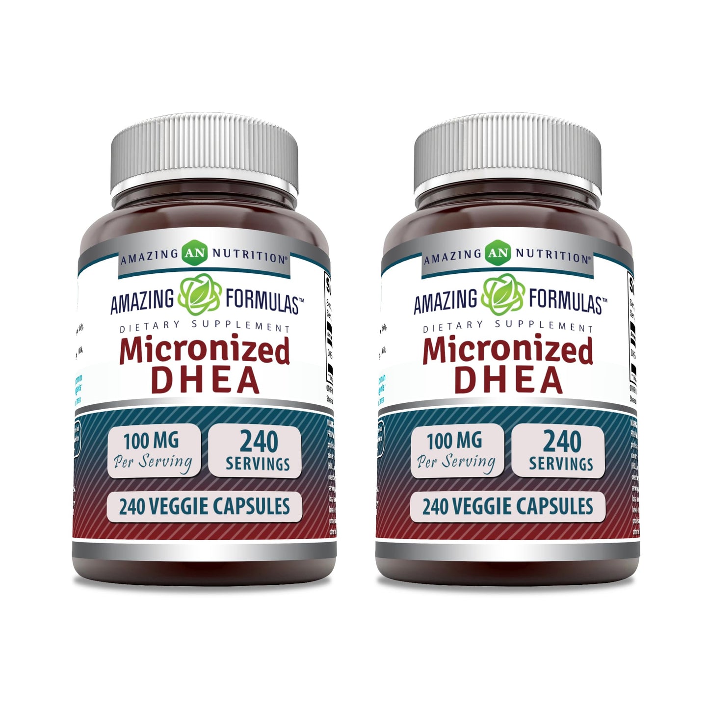Amazing Nutrition Micronized DHEA Supplement 100 Mg Veggie Capsules, 240 Count