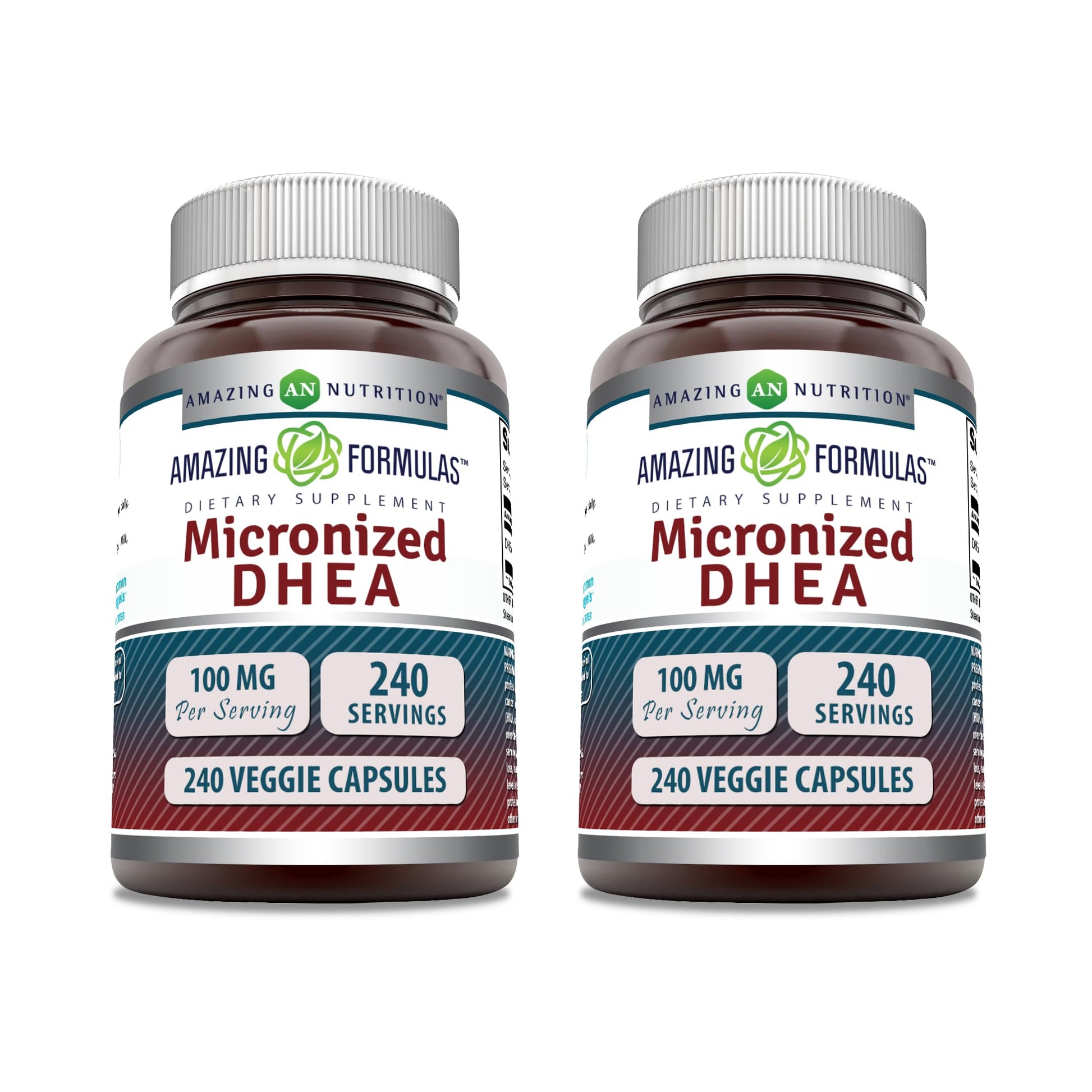 Amazing Nutrition Micronized DHEA Supplement 100 Mg Veggie Capsules, 240 Count