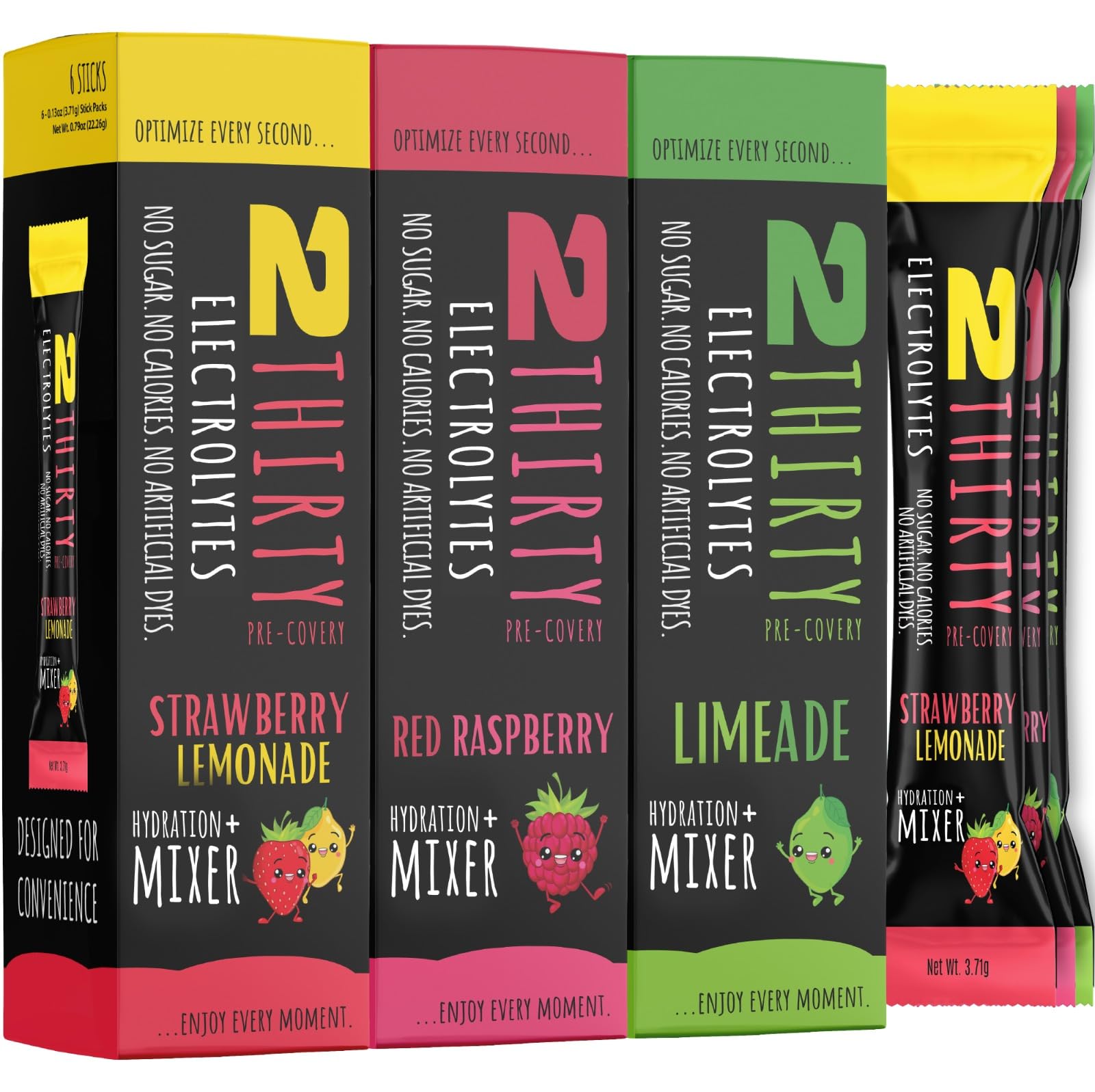 2THIRTY PRE-COVERY Hydration + Mixer Variety Pack DHM Electrolyte Powder Packets, 2.1 oz