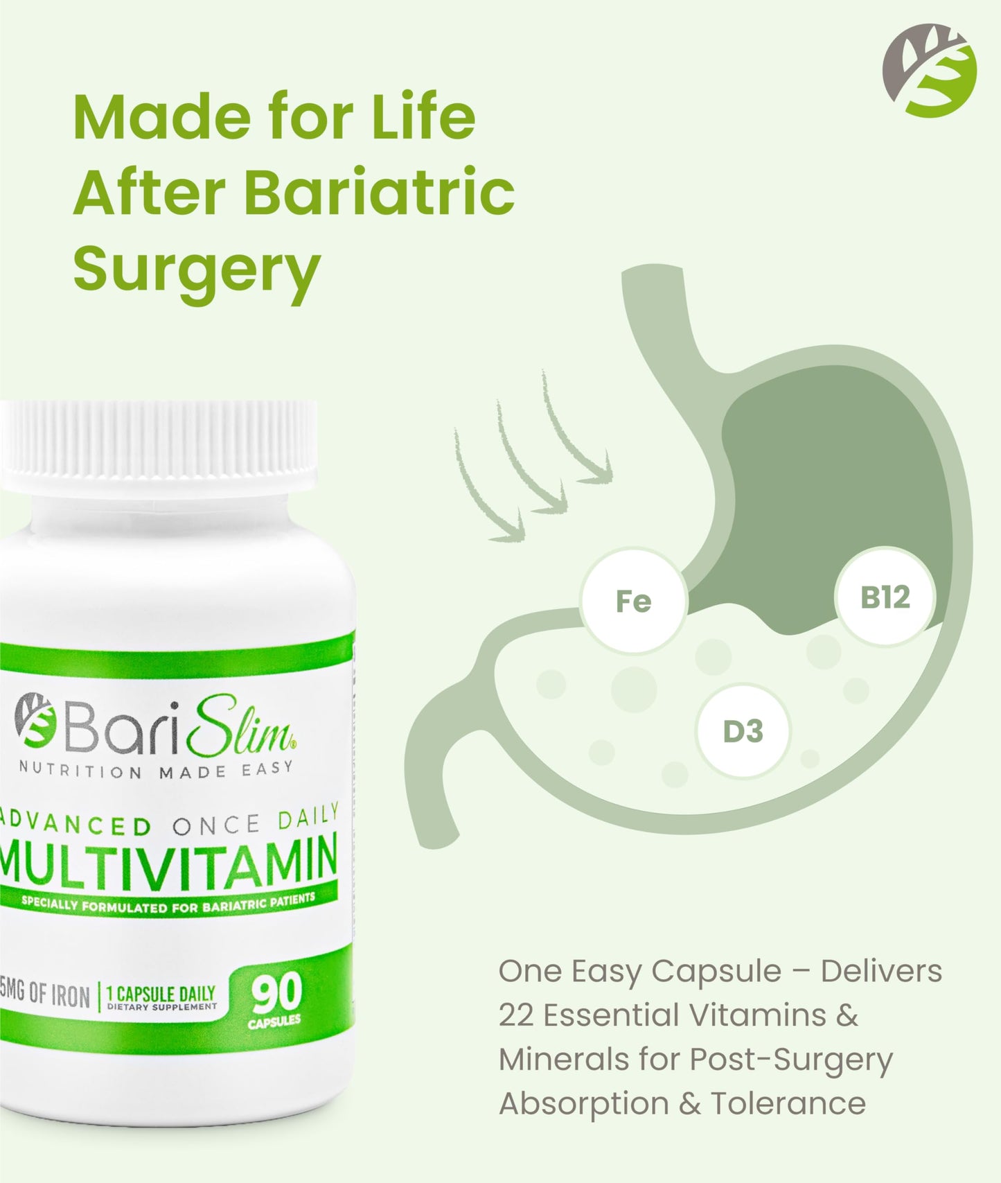 BariSlim Advanced Once Daily Bariatric Multivitamin Capsule 90 Count