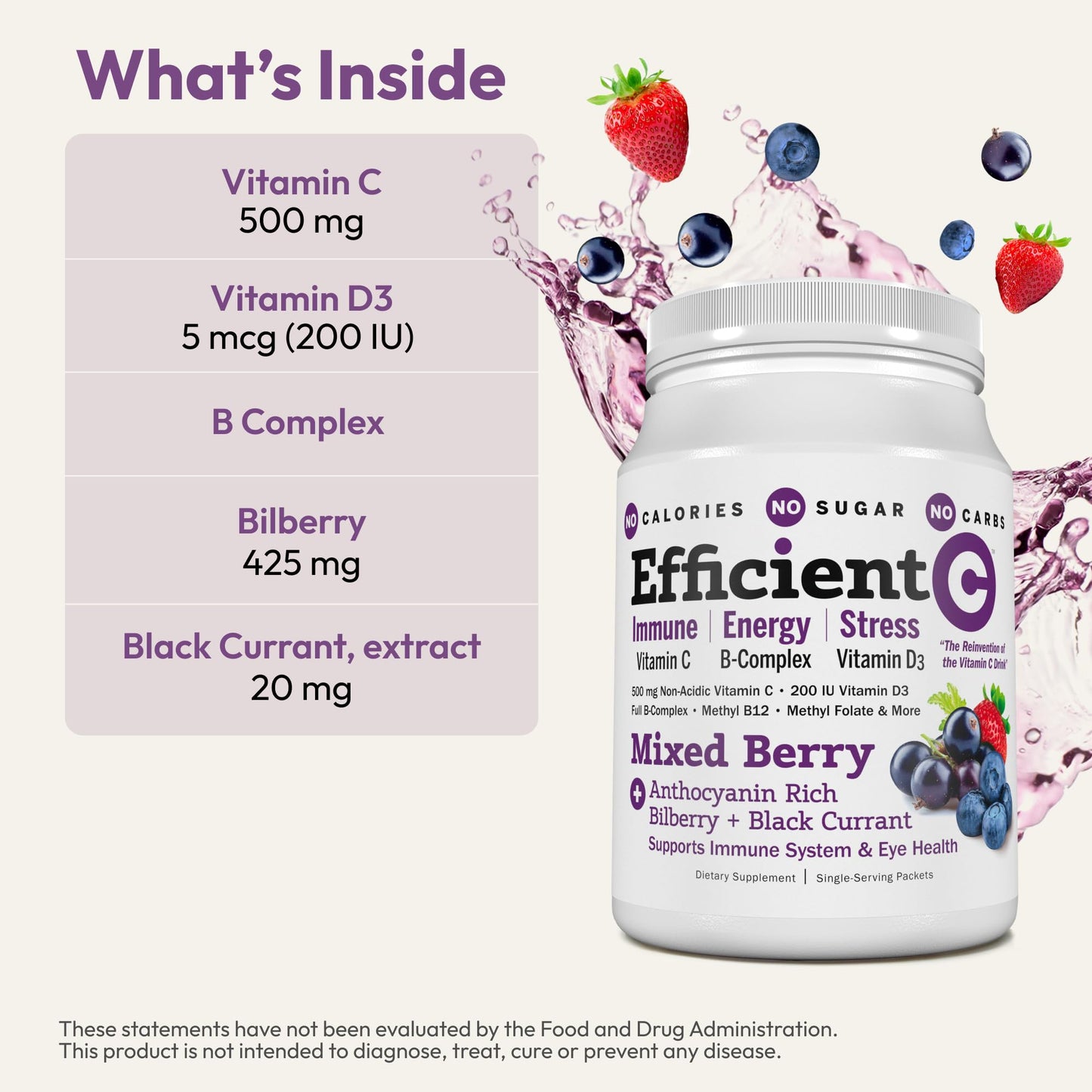 Andrew Lessman Efficient C Powder Mixed Berry, 30 Packets