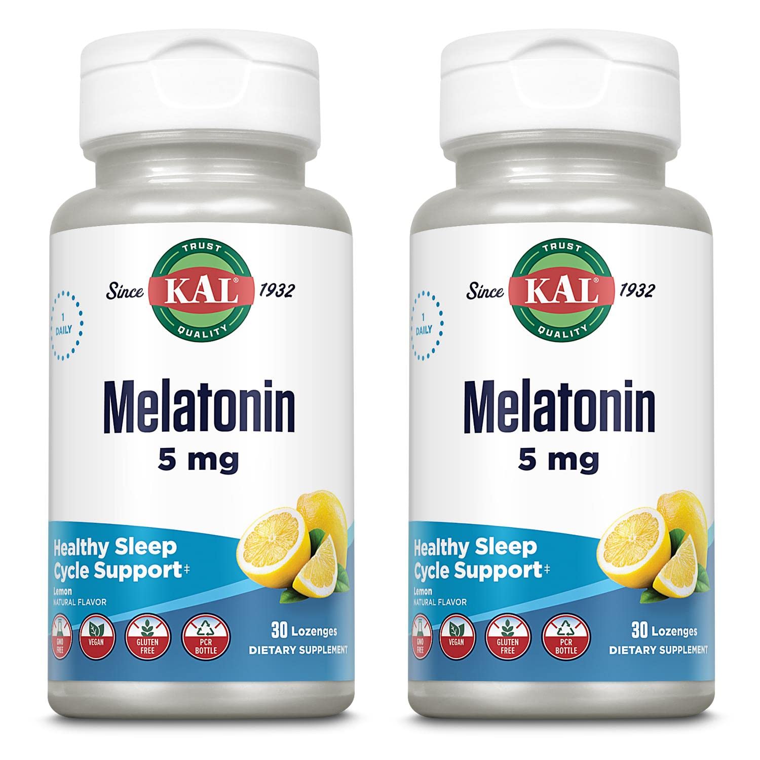 KAL Melatonin 5 mg Lemon Tablets, 30 Count