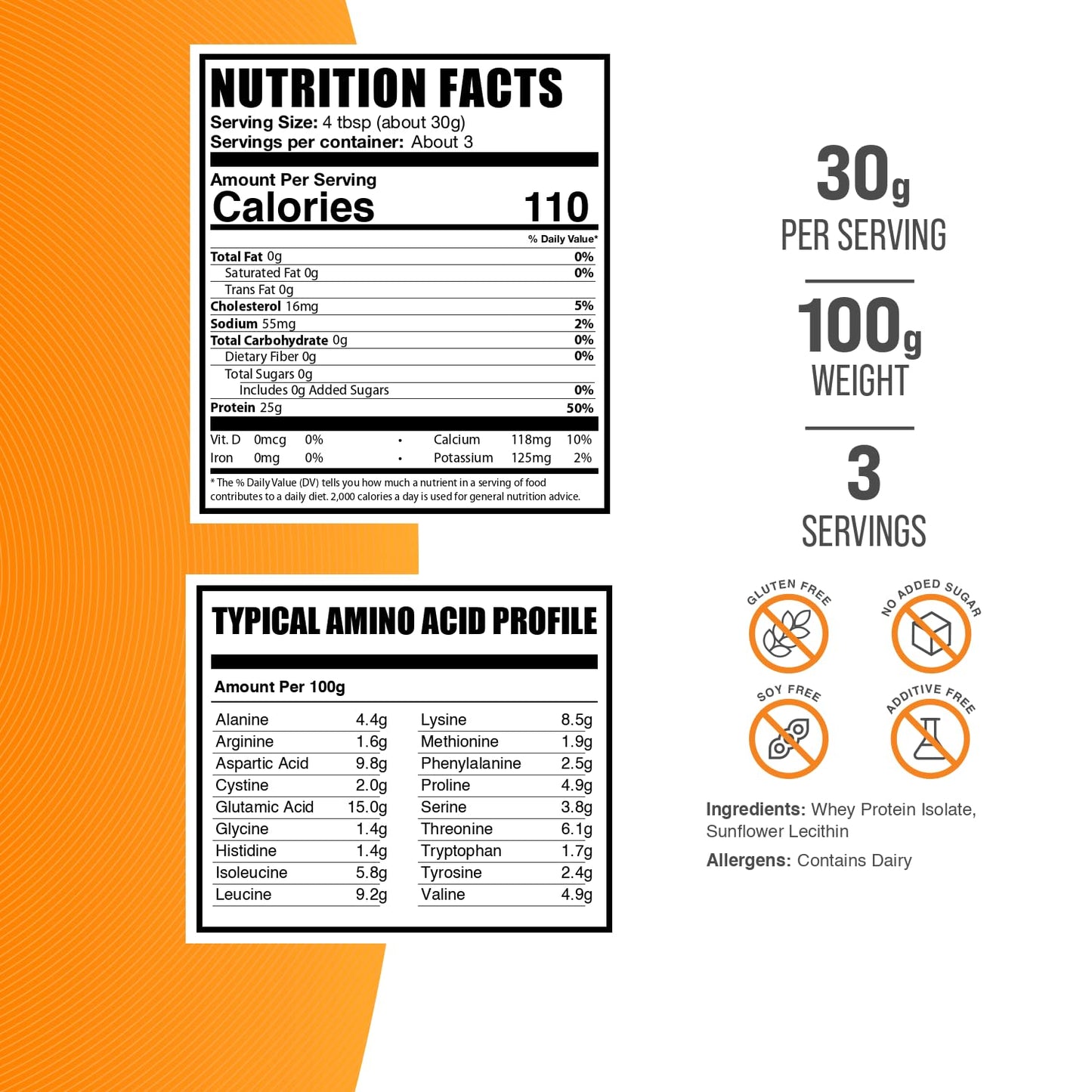 BulkSupplements Whey Protein Isolate Powder, Unflavored, 3.5 oz
