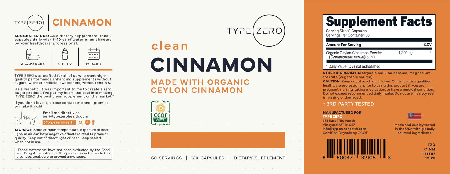 Type Zero Ceylon Cinnamon Capsules 120 Capsules
