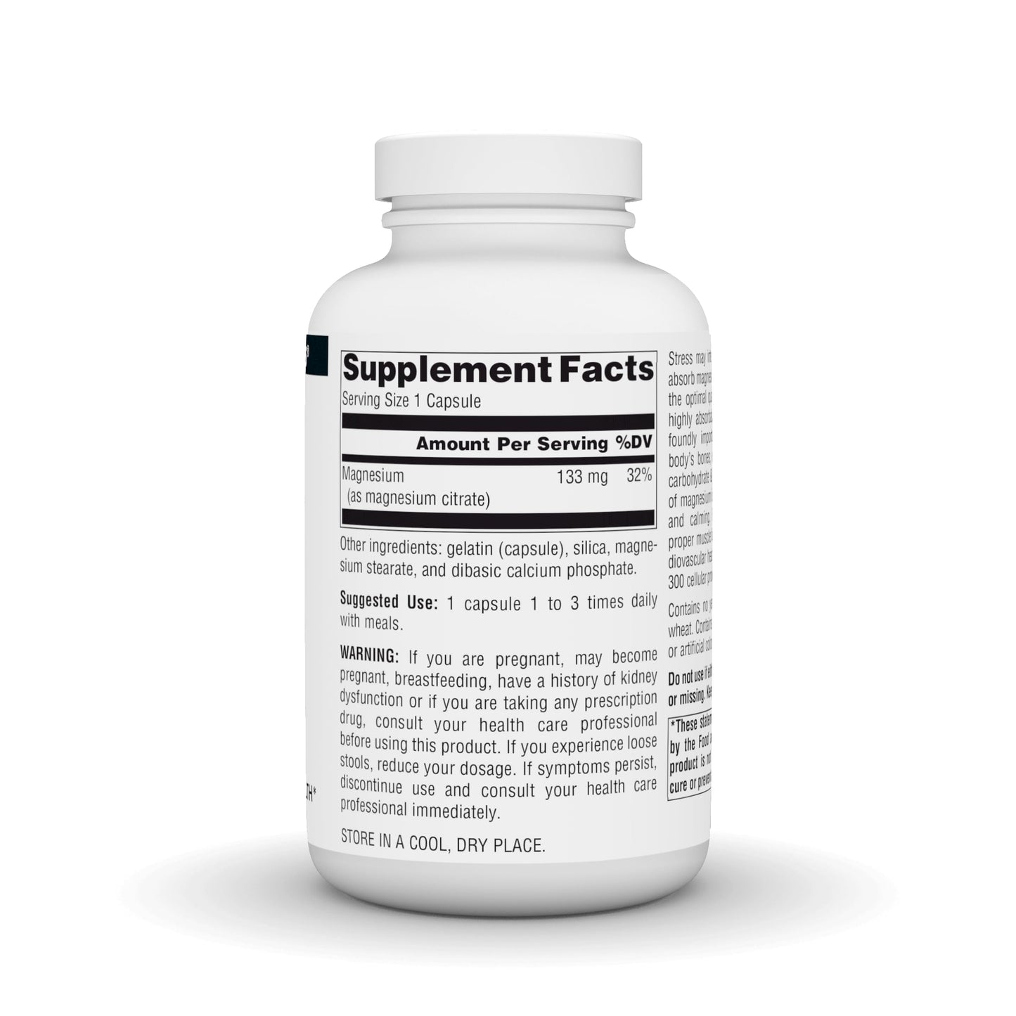 Source Naturals Magnesium Citrate Capsules, 133 mg, 180 Count