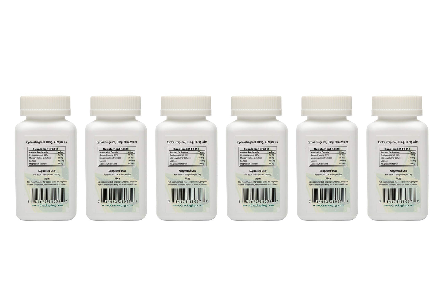 Crackaging Cycloastragenol 98% Super-Absorption, 10mg per Capsule, 180 Capsules