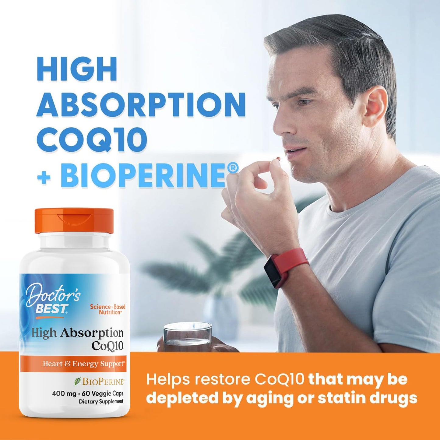Doctor's Best High Absorption CoQ10 400mg with BioPerine Capsule, 60 Count